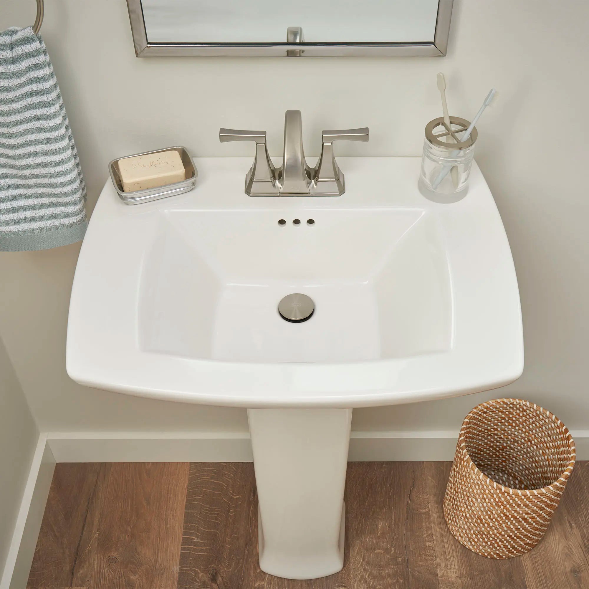 Crawford 4 Inch Centerset 2 Handle Bathroom Faucet - 1.2 GPM/4.5 LPM Water-Saving Design with Lever Handles - Perfect for Small Bathrooms, Powder Rooms & Vanities