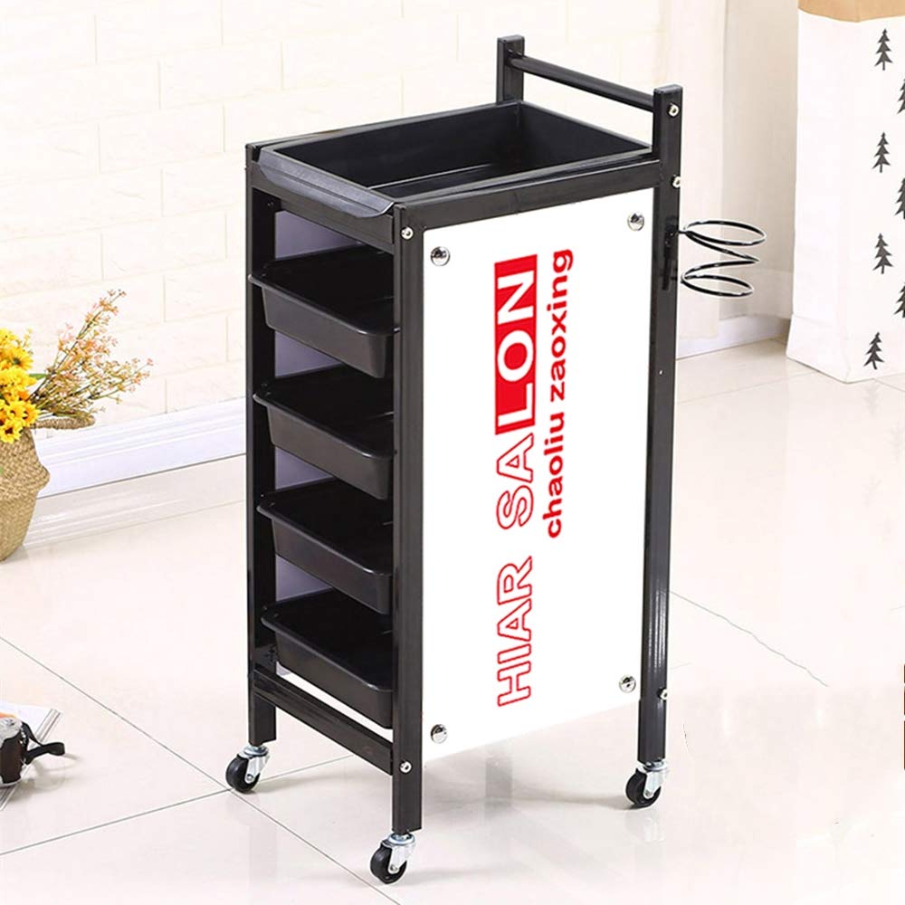 Upgraded Salon Hair Trolley with 4 Drawers & Hair Dryer Holder - Perfect for Barber & Beauty Storage