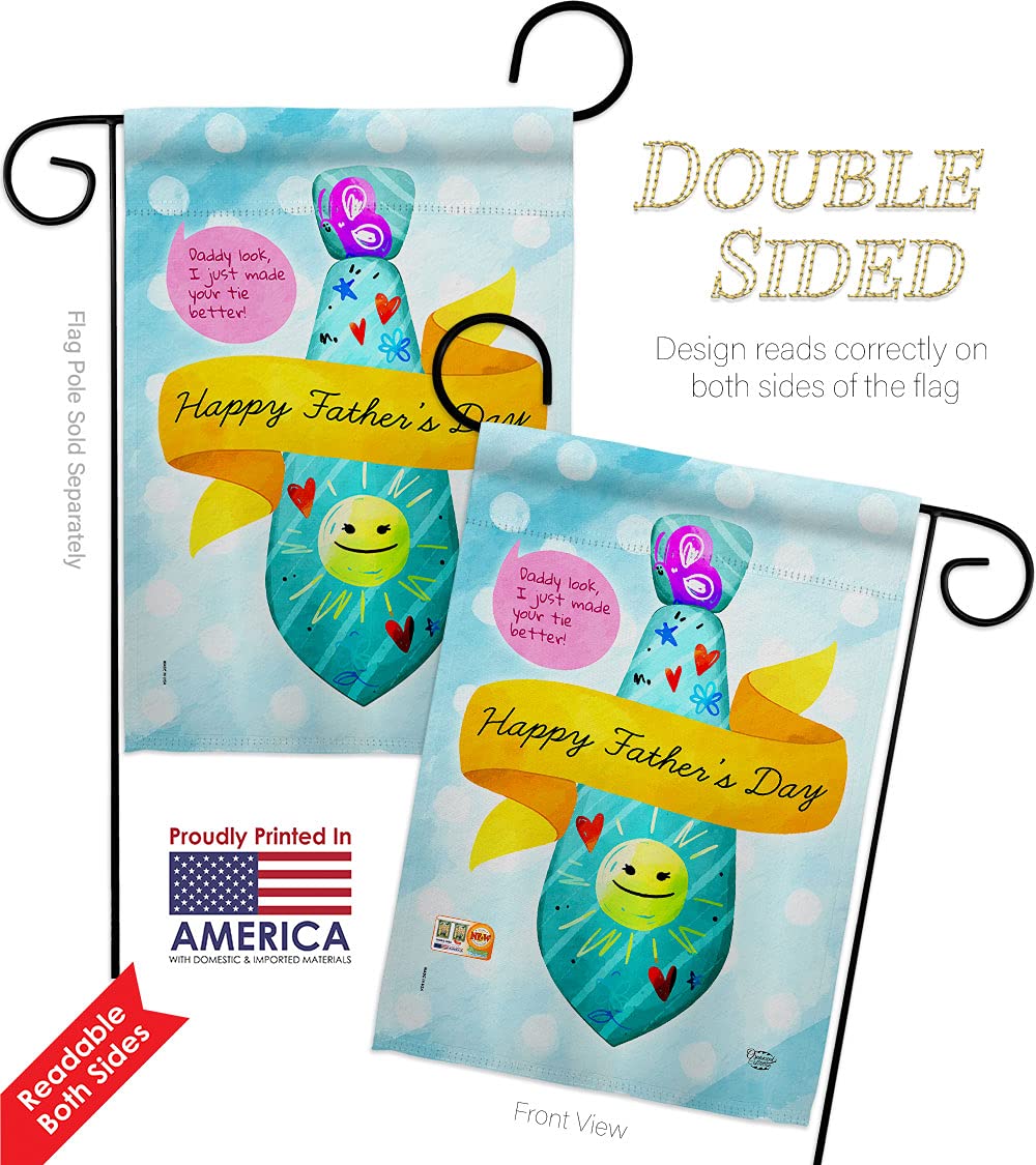 Happy Daddy Day Garden Flag Set - Double-Sided Yard Banner for Dad & Grandpa - Made in USA
