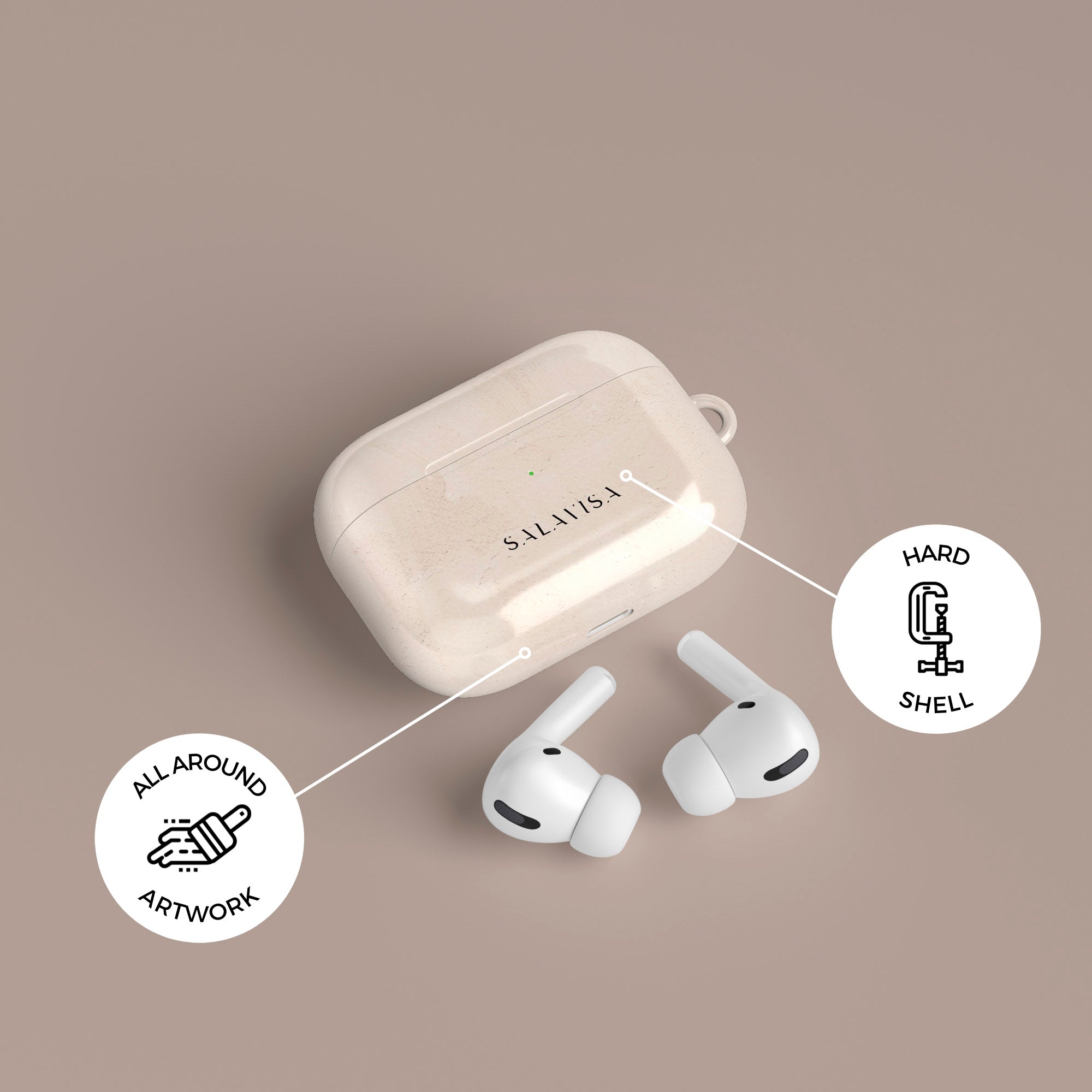 Rose Beige Clay AirPods Case - Protective & Stylish Cover for Apple AirPods 1/2/3 & Pro - Perfect for Workouts, Travel & Everyday Use