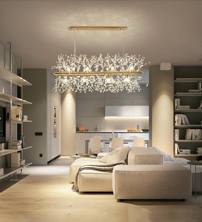 Elegant Crystal Dandelion Chandelier - Modern Glass Pendant Light Fixture for Dining Room, Living Room & Bedroom Decor