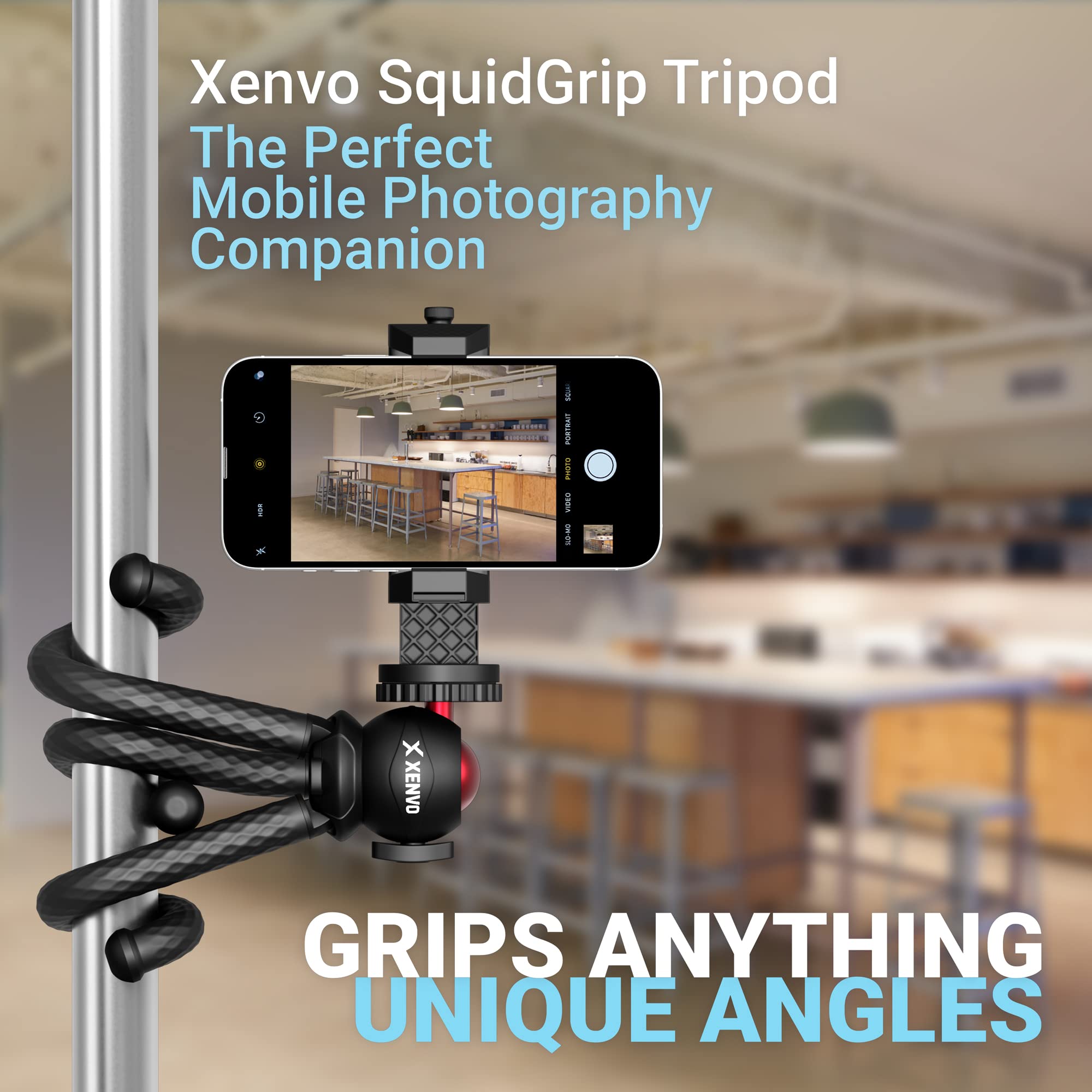 SquidGrip Flexible Phone Tripod for iPhone, GoPro & Android - Perfect for Vlogging & Travel