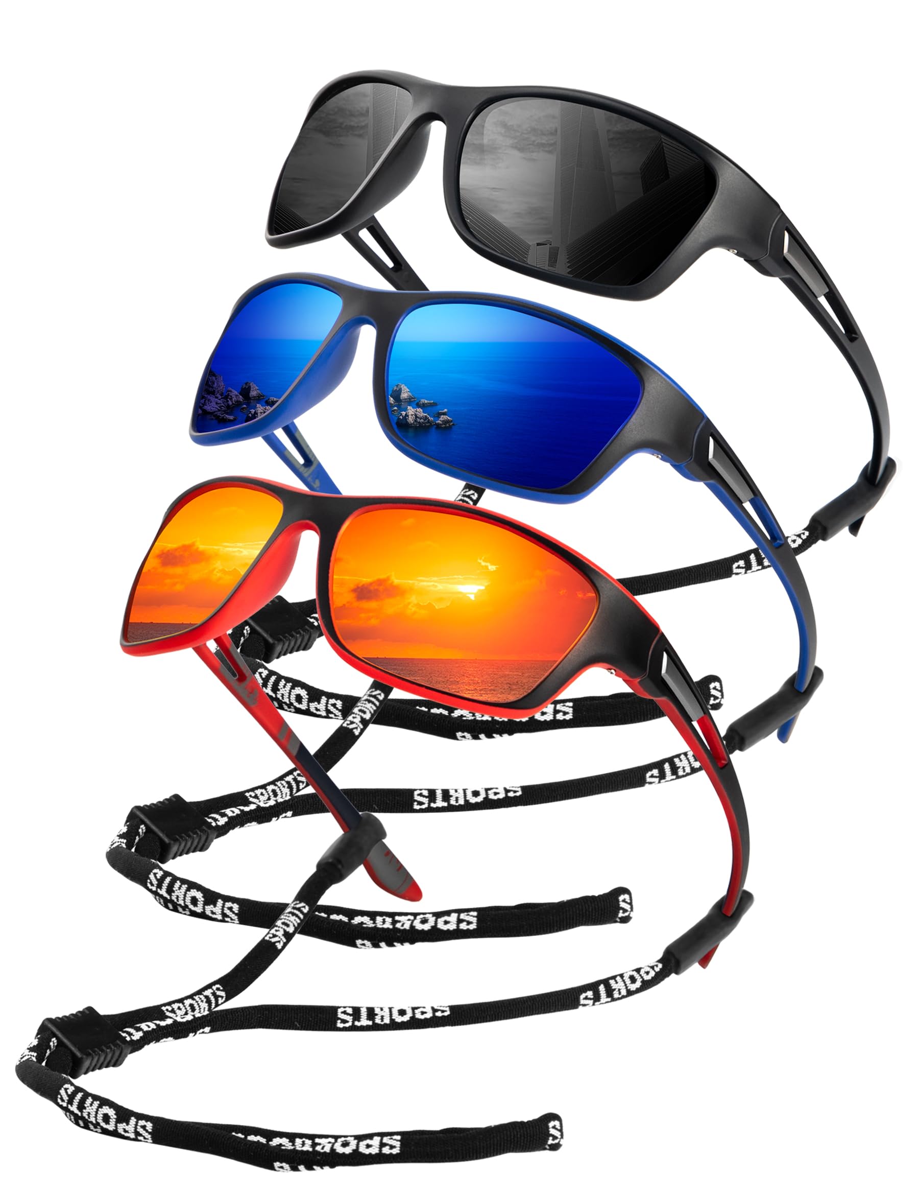 KALIYADI Polarized Sunglasses for Men - UV Protection Sports Sunglasses for Driving, Cycling, Fishing - Lightweight & Durable for Outdoor Activities