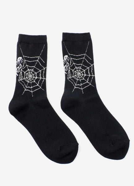 Spider Web Cotton Plain Stitch Socks for Men & Women - Comfortable Halloween Novelty Socks for Cosplay, Costume Parties & Everyday Wear