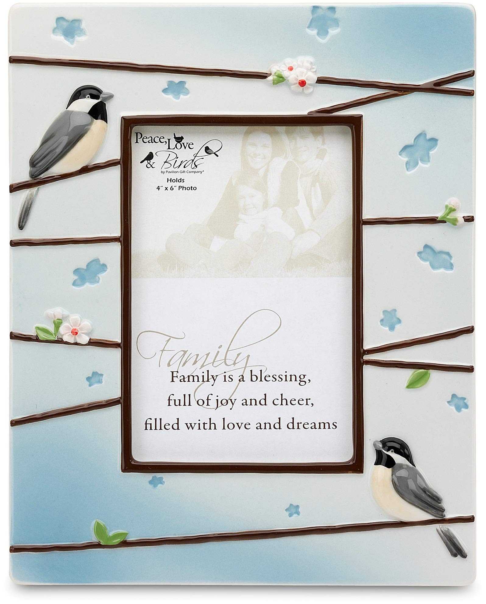 Pavilion Gift Company - Peace, Love & Birds - 8x10 Inch Picture Frame with Songbird Design - Perfect for Home Decor, Wall Art & Gift Giving