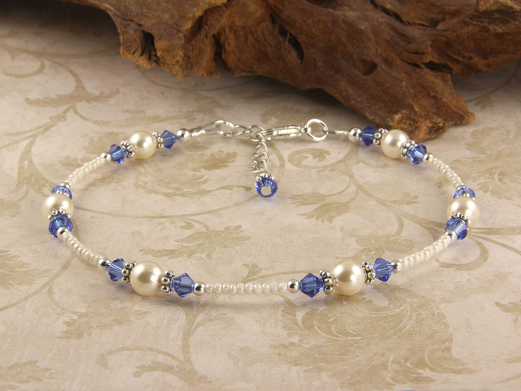 Elegant Sapphire Heart Anklet for Brides - Something Blue Wedding Jewelry | Perfect for Bridal Shower, Wedding Day & Honeymoon Accessories