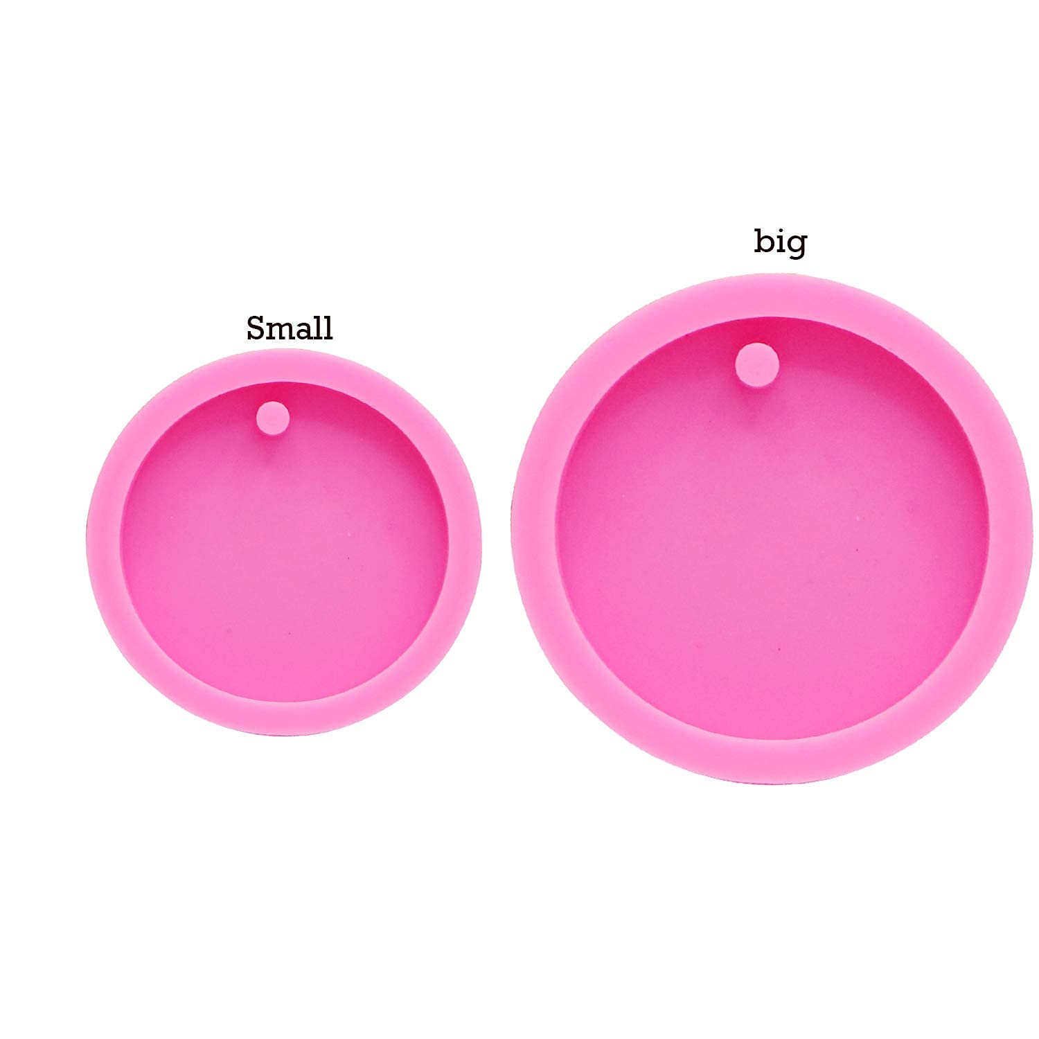 2Pcs Round Resin Silicone Keychain Molds for DIY Jewelry Making - Super Shiny Epoxy Craft Key Ring Pendant Molds, Perfect for Home Decoration, Cupcake Toppers & Chocolate Cookies (Circle Shape)