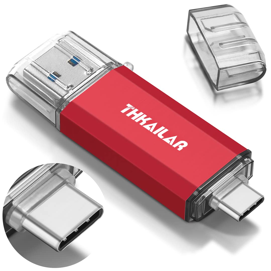 Thkailar 512GB USB C Flash Drive 3.1 - 2-in-1 USB & Type-C External Storage for PC, Android, Laptop, Tablet - High-Speed Data Transfer (Red) - Perfect for Work, School & Travel File Storage