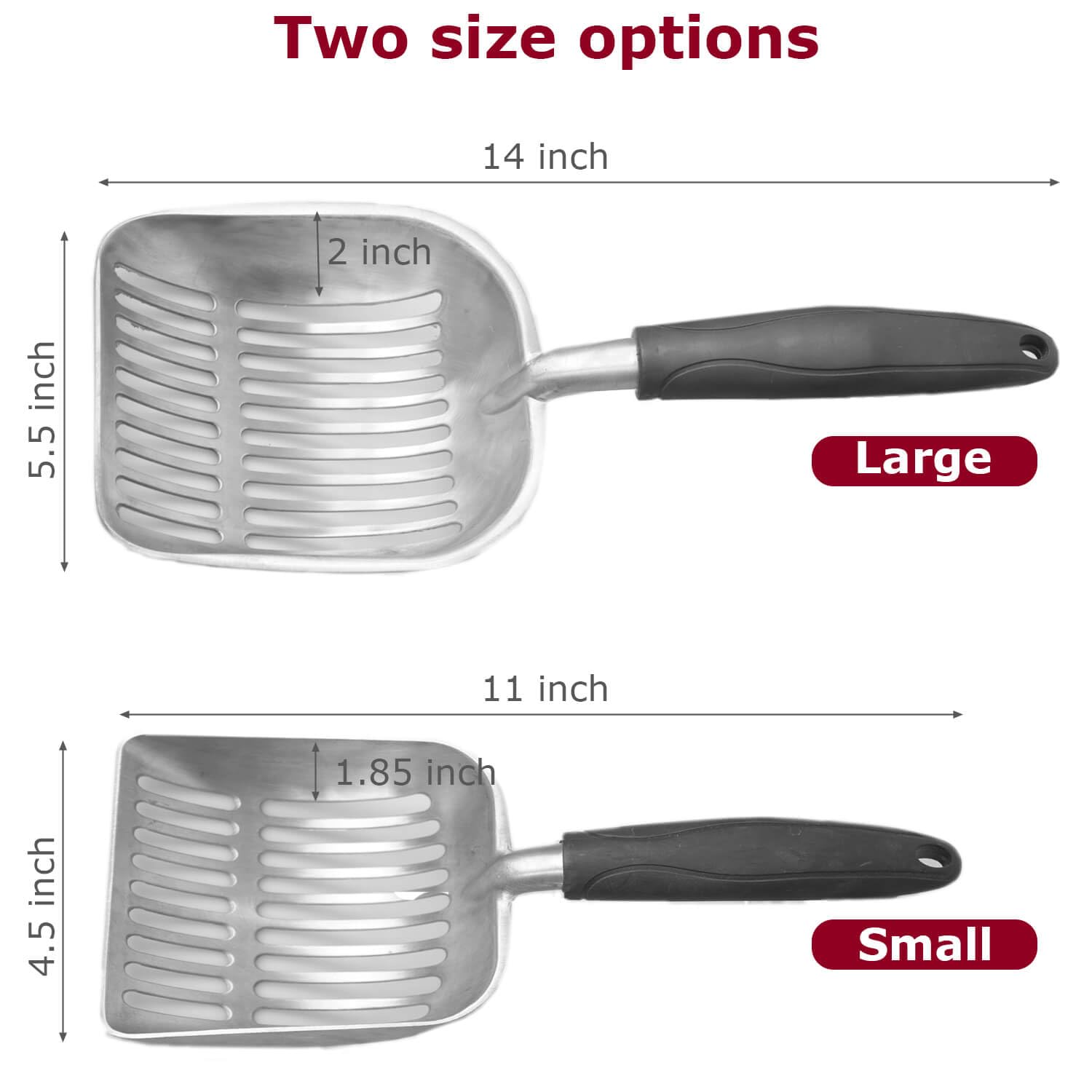Premium Metal Cat Litter Scoop - Heavy Duty Aluminum Alloy Sifter with Long Handle for Easy Cleaning | Durable Kitty Pooper Scooper for Litter Box | Perfect for Multi-Cat Homes & Large Litter Boxes