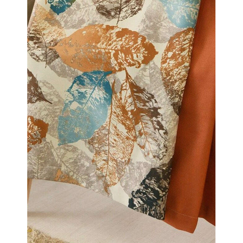 Jason Autumn Leaves Print Curtain - Orange Fall Foliage Window Drapes for Living Room & Bedroom - Perfect for Seasonal Home Decor