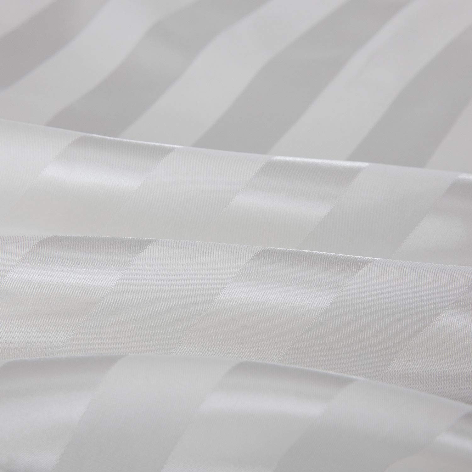 Lanest Housing Satin-Silk King Size Bed Sheets Set - Ivory White Cooling Soft Deep Pocket Sheets, Hypoallergenic Wrinkle & Fade Resistant Striped Bedding - Perfect for Luxury Hotels, Master Bedrooms & Hot Sleepers