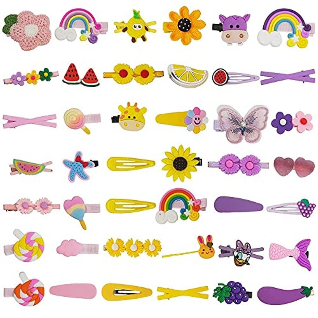 12 PCS Cute Hair Clips for Baby Girls - Unicorn, Ice Cream, Cartoon, Rainbow, Flower & Animal Hair Barrettes | Hair Accessories for Toddlers & Kids | Perfect for School, Parties & Daily Styling