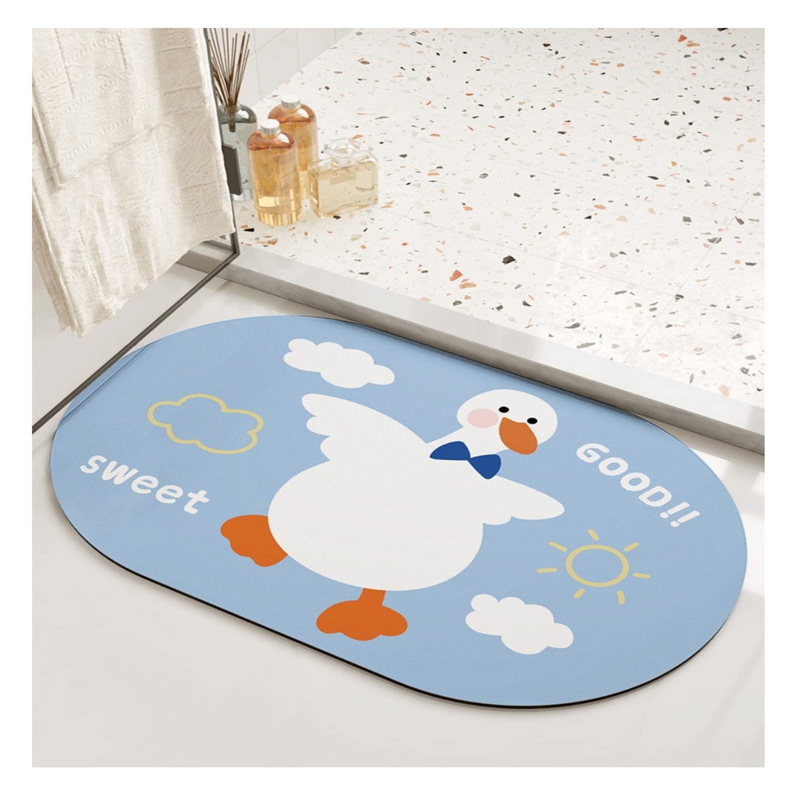 Super Absorbent Floor Mat - Cute Cartoon Bathroom Entrance Anti-Slip Mat, Quick-Drying Toilet & Shower Foot Pad, Washable Doormat (40x60cm) - Perfect for Bathroom, Kitchen, Laundry Room & Entryway