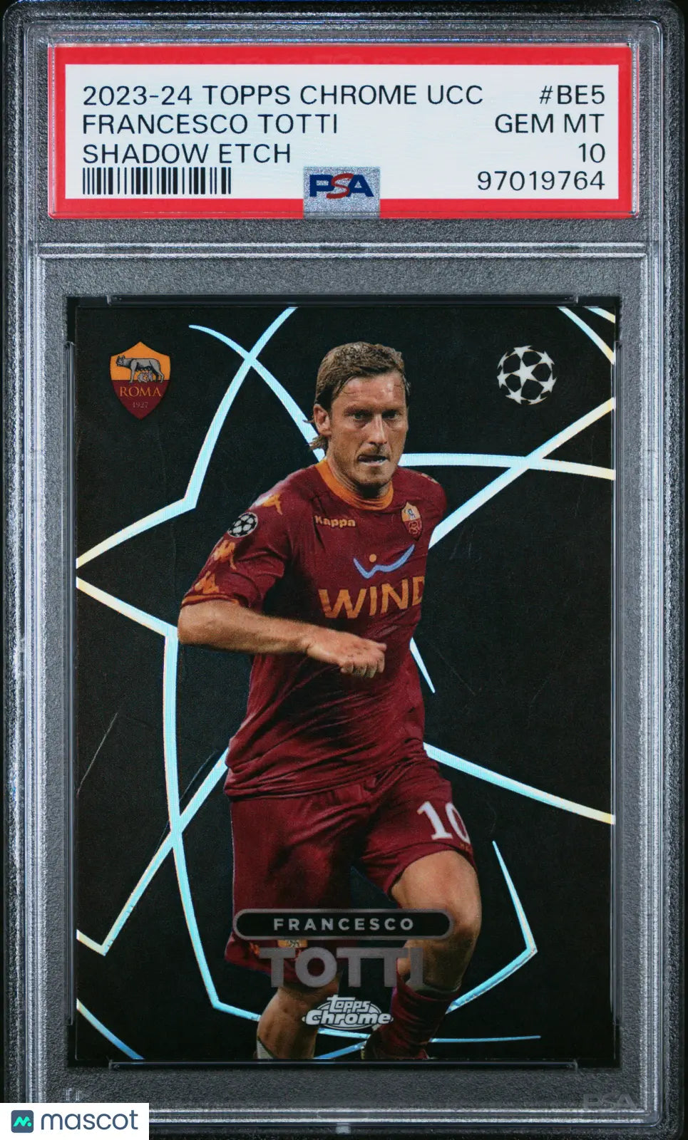2023-2024 Topps Chrome UEFA Club Competitions Francesco Totti Shadow Etch PSA 10 Graded Soccer Card - Perfect for Collectors, Investors & Soccer Fans Display