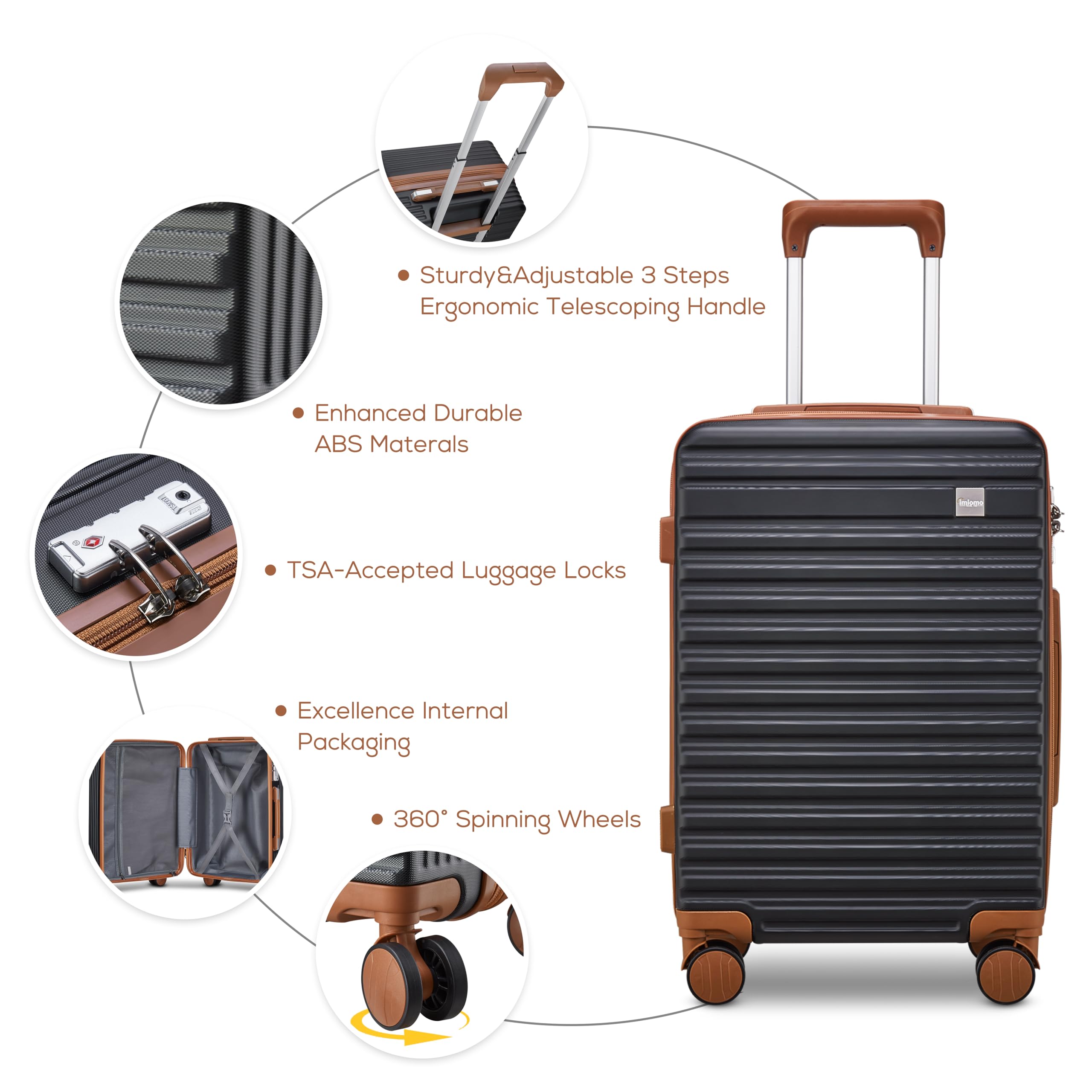 imiomo 20 Inch Expandable Carry-on Suitcase with Spinner Wheels - Lightweight Hard Shell Rolling Luggage with TSA Lock - Perfect for Air Travel & Weekend Getaways