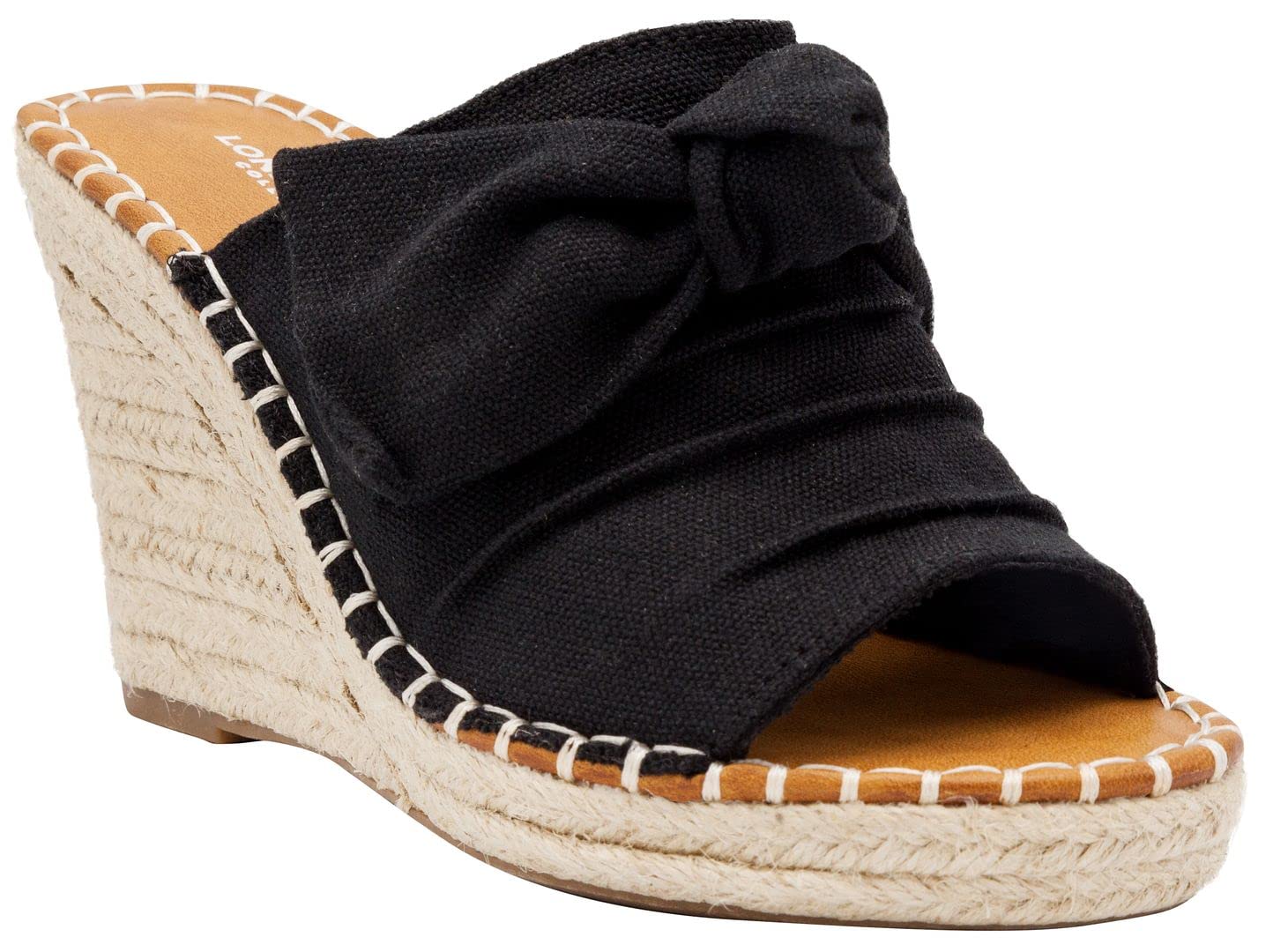 London Fog Women's Wedge Sandals with Bow - Comfortable Espadrilles for Summer Outings