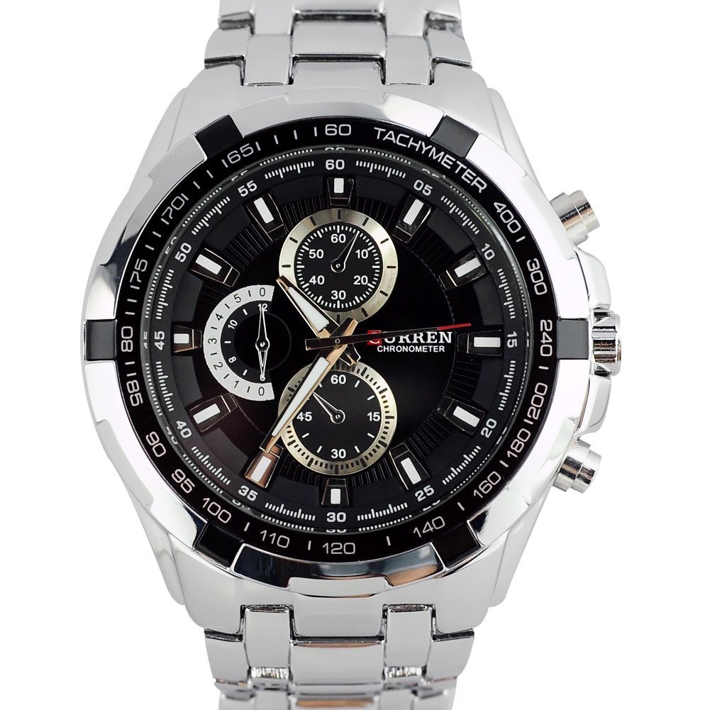 Affordable Men's Analog Watches - Stylish Black & Silver Stainless Steel Wristwatch for Business, Casual & Formal Occasions