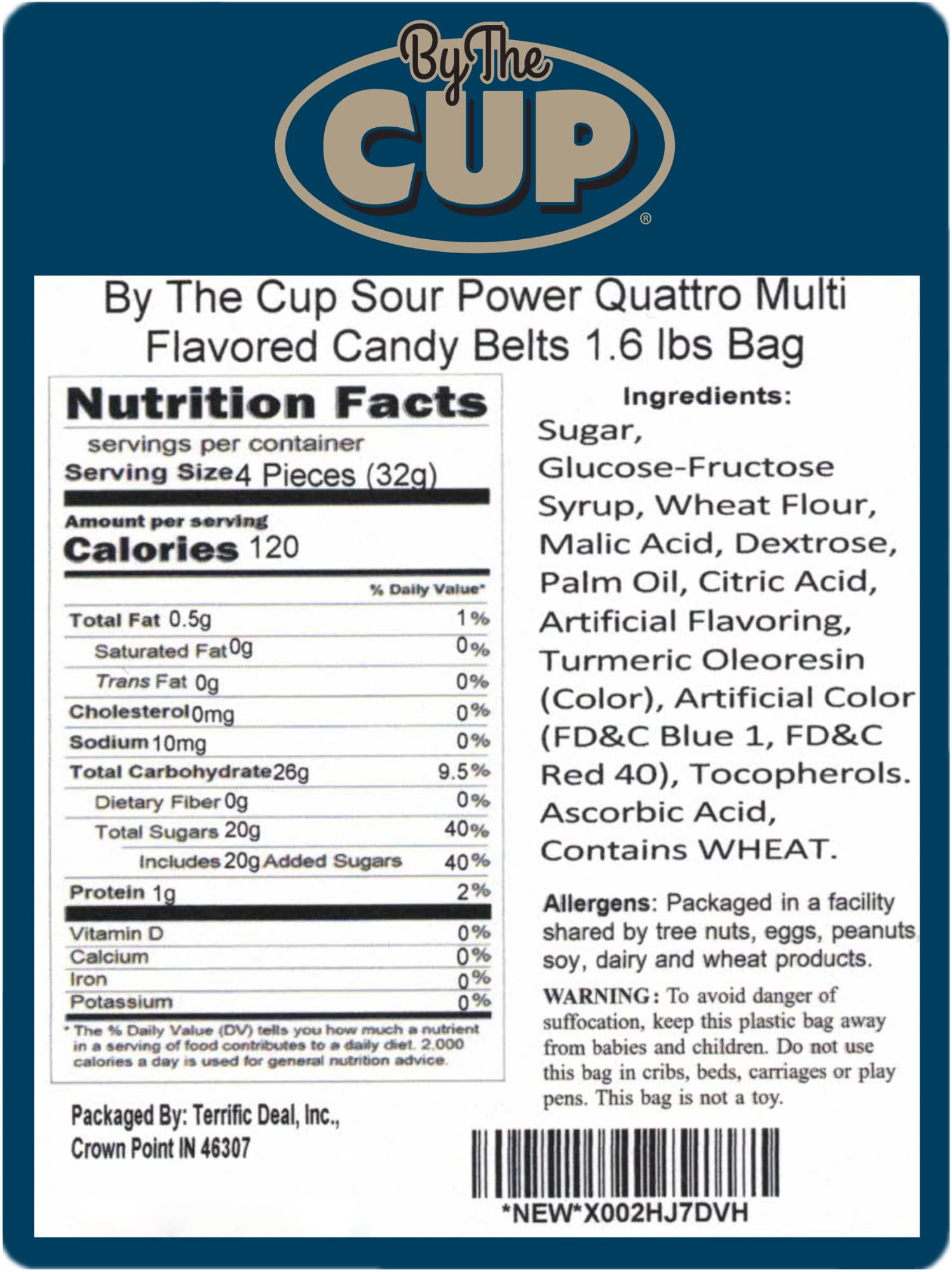 By The Cup Sour Power Quattro Multi Flavored Candy Belts - 1.6 lb Bulk Bag | Sour & Sweet Candy for Parties, Movie Nights & Snacking