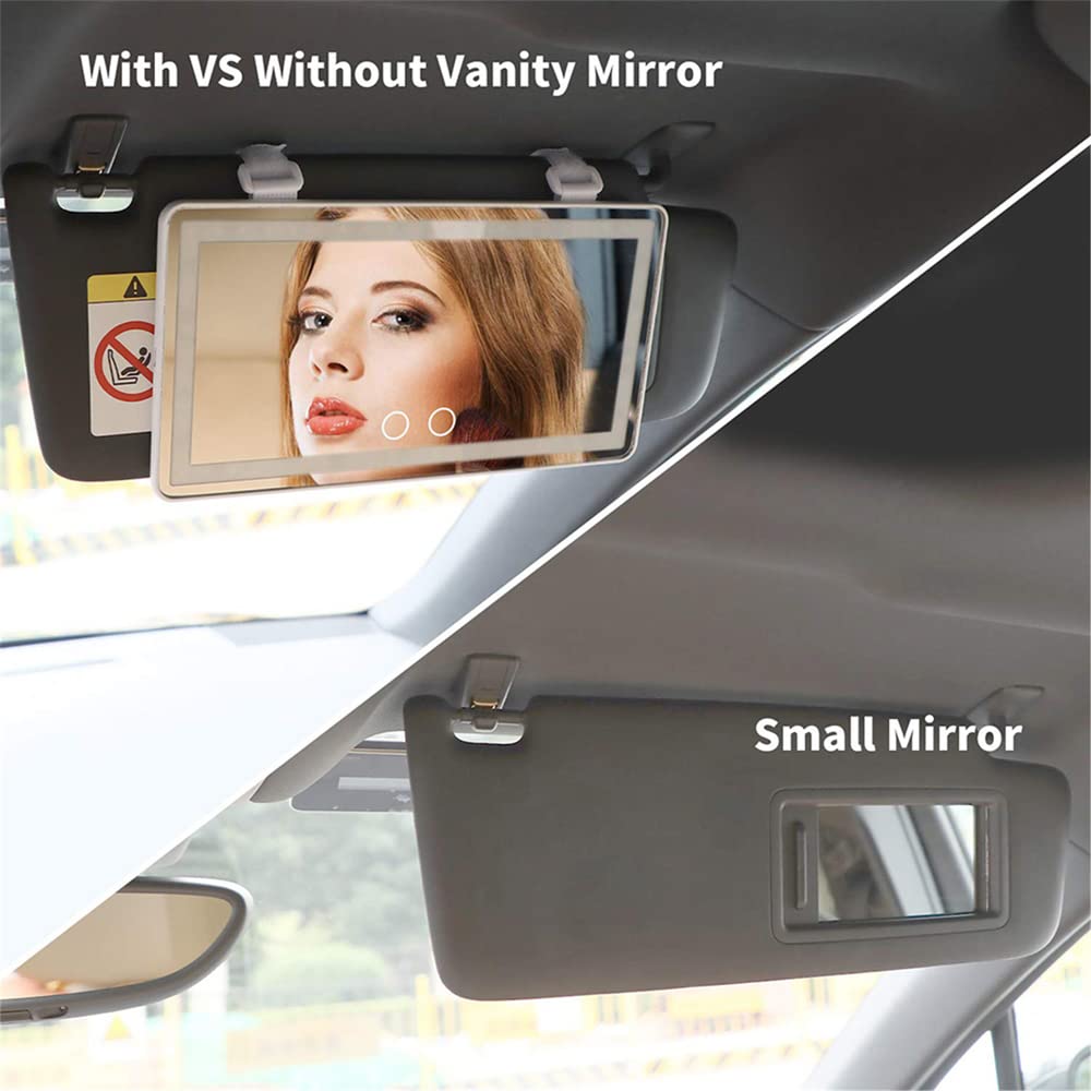 Rechargeable Car Sun Visor Mirror with 60 LED Lights & 3 Lighting Modes, USB-Powered Touch Switch Vanity Mirror for Makeup - Black | Perfect for On-the-Go Touchups, Road Trips & Daily Commutes