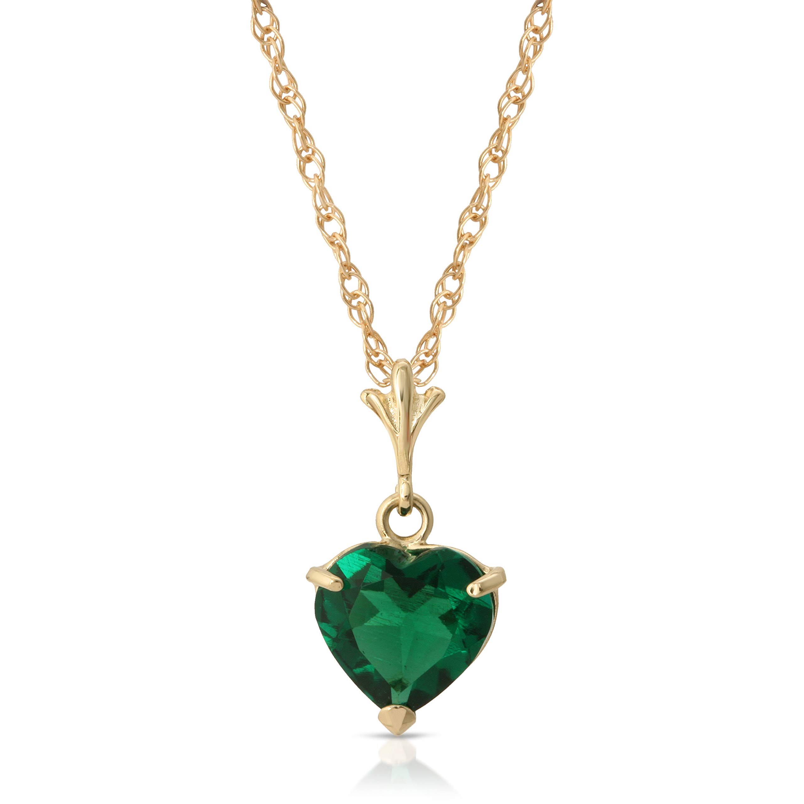 14K Solid Yellow Gold Lab-Grown Heart Emerald Necklace & Earring Set - AAA Grade Jewelry for Women | Valentine's Day Gift, Anniversary Present, Bridal Party Accessories