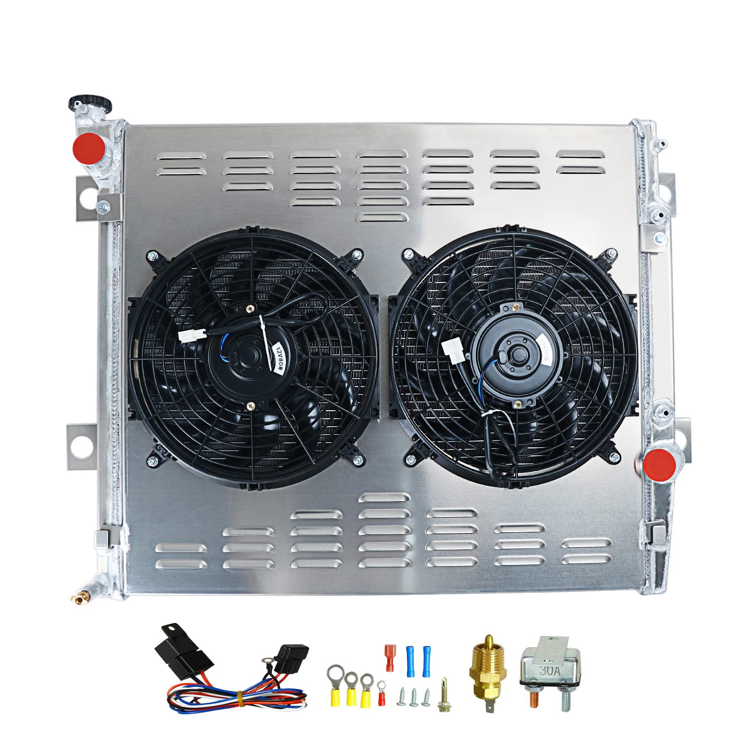 High-Performance Aluminum Radiator Cooler for 2003-2009 Toyota 4Runner & Lexus GX470 4.7L V8 - 2 Row Radiator with Shroud, Fan & Relay Kit - Perfect for Off-Roading, Towing & Extreme Heat Conditions