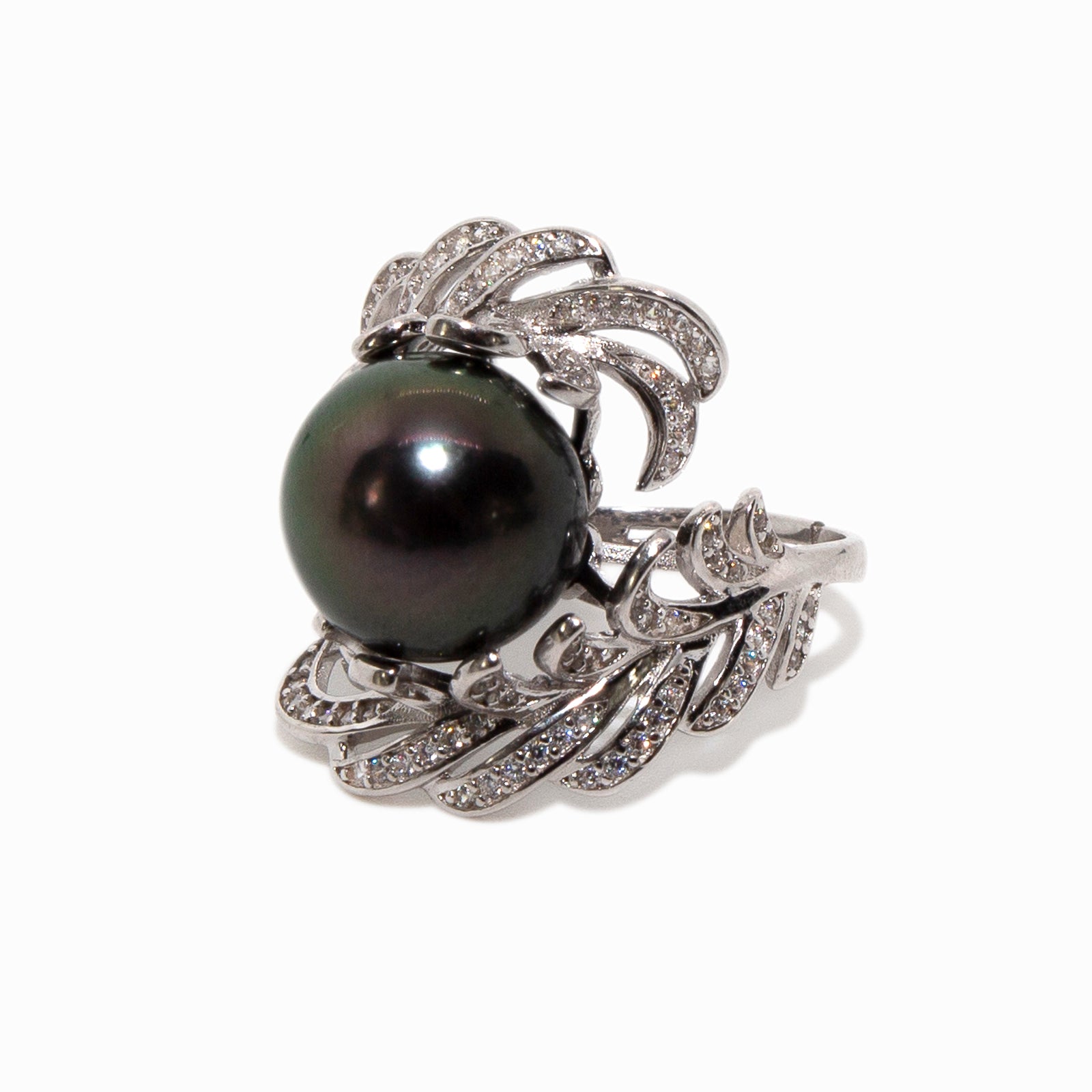 Authentic Sterling Silver Tahitian Black Pearl Ring for Women | Elegant & Bold Jewelry Gift for Weddings, Anniversaries & Special Occasions