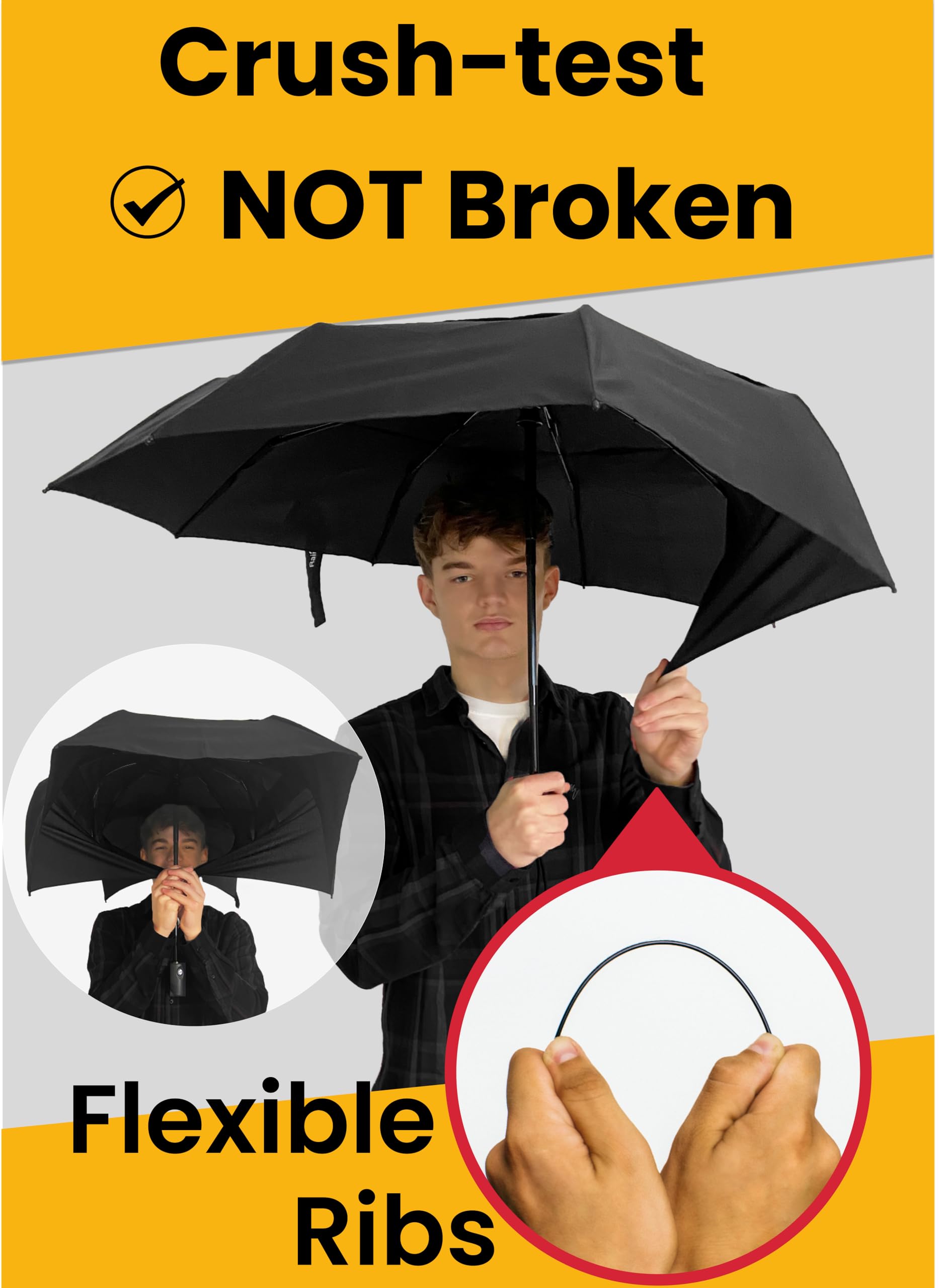 Windproof Automatic Travel Umbrella with 10% Larger Canopy - Compact Folding Portable Rain Umbrella for Men & Women - Perfect for Backpack, Purse, Commuting & Outdoor Activities
