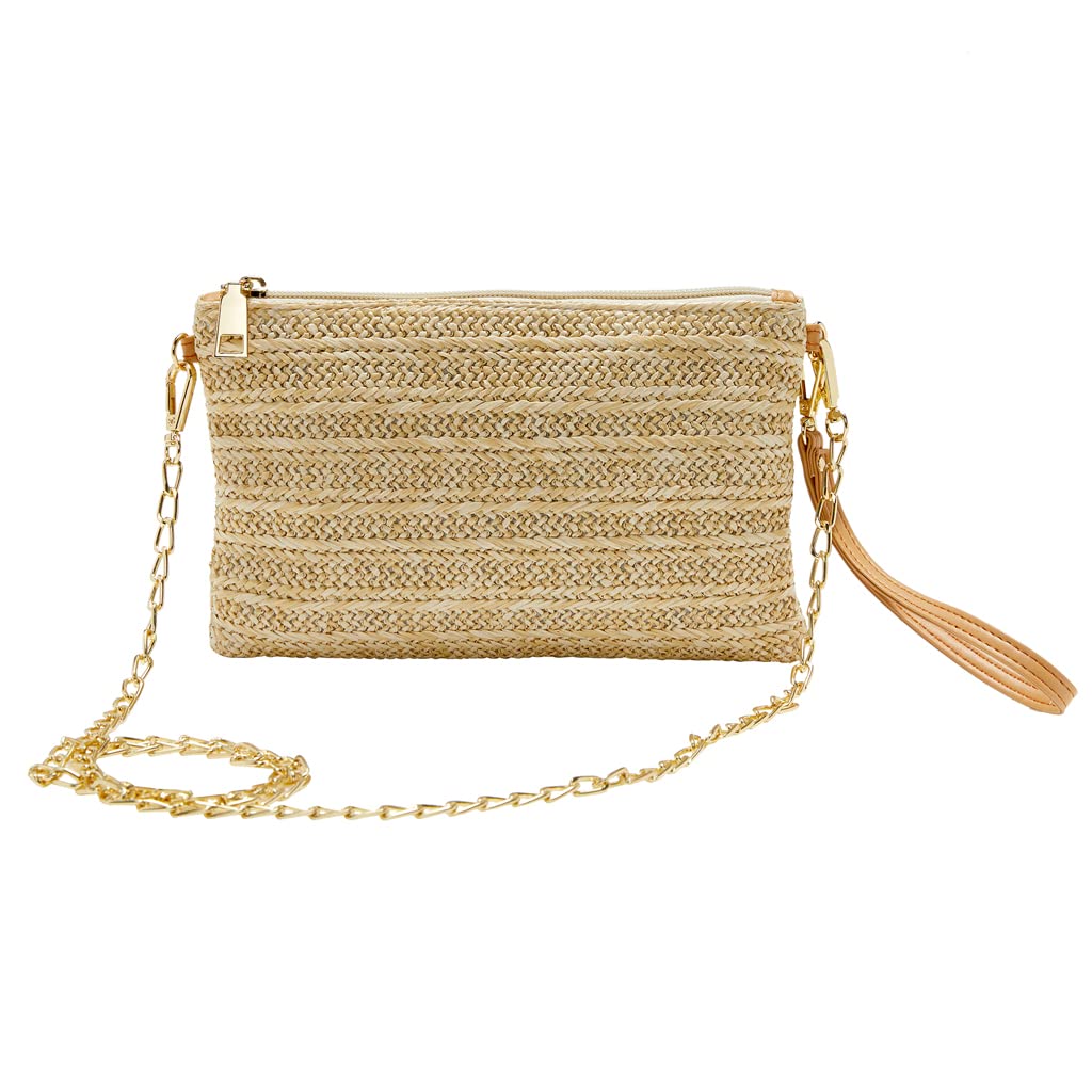 Stylish Women's Crossbody Straw Beach Bag - Lightweight Summer Purse with Adjustable Strap for Travel, Shopping & Outdoor Activities