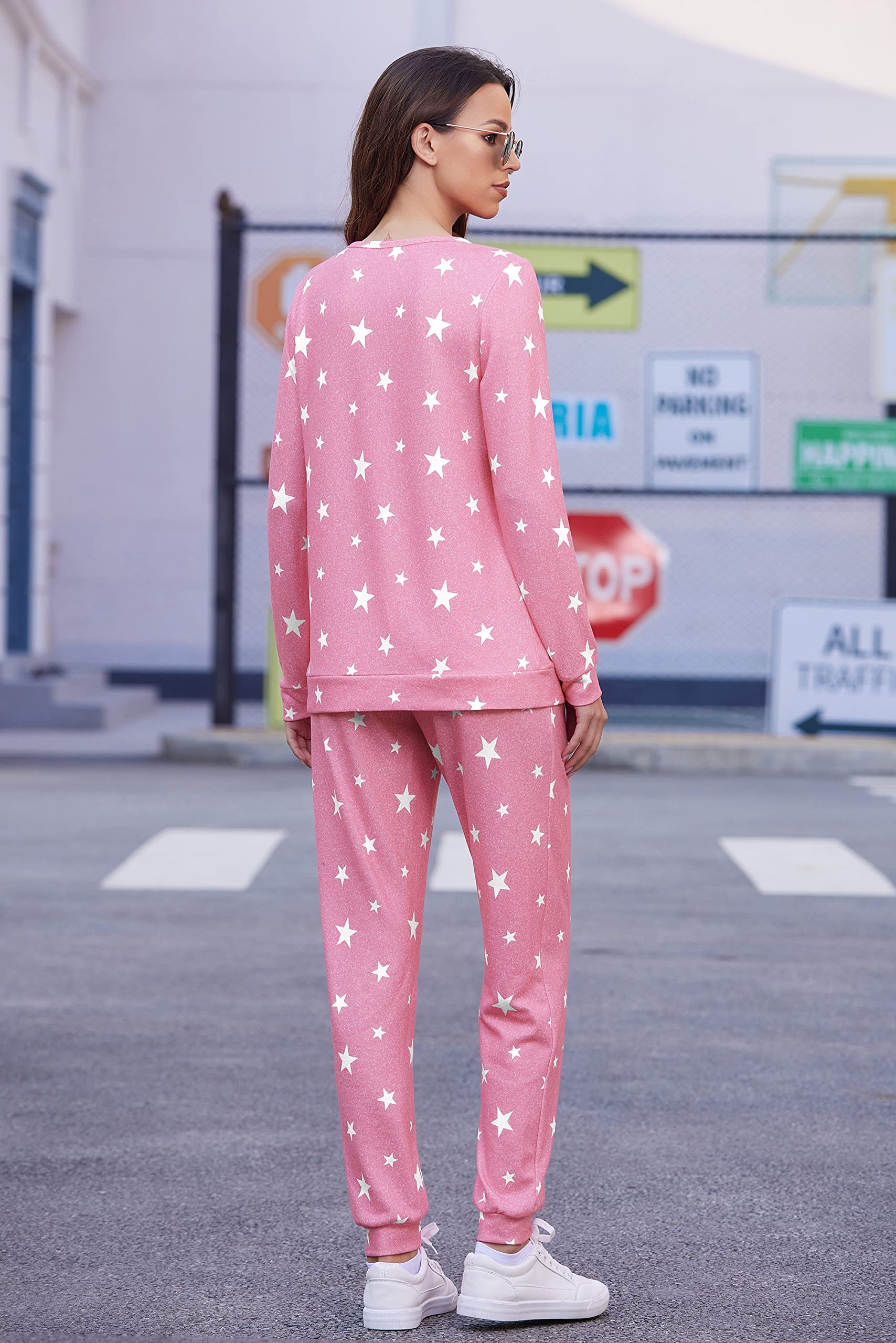Ekouaer Women's Long Sleeve Jogger Pajama Set - Soft Round Neck Sleepwear with Pockets, Cozy Lounge PJS for Nighttime & Home Relaxation | Perfect for Sleeping, Lounging and Casual Wear