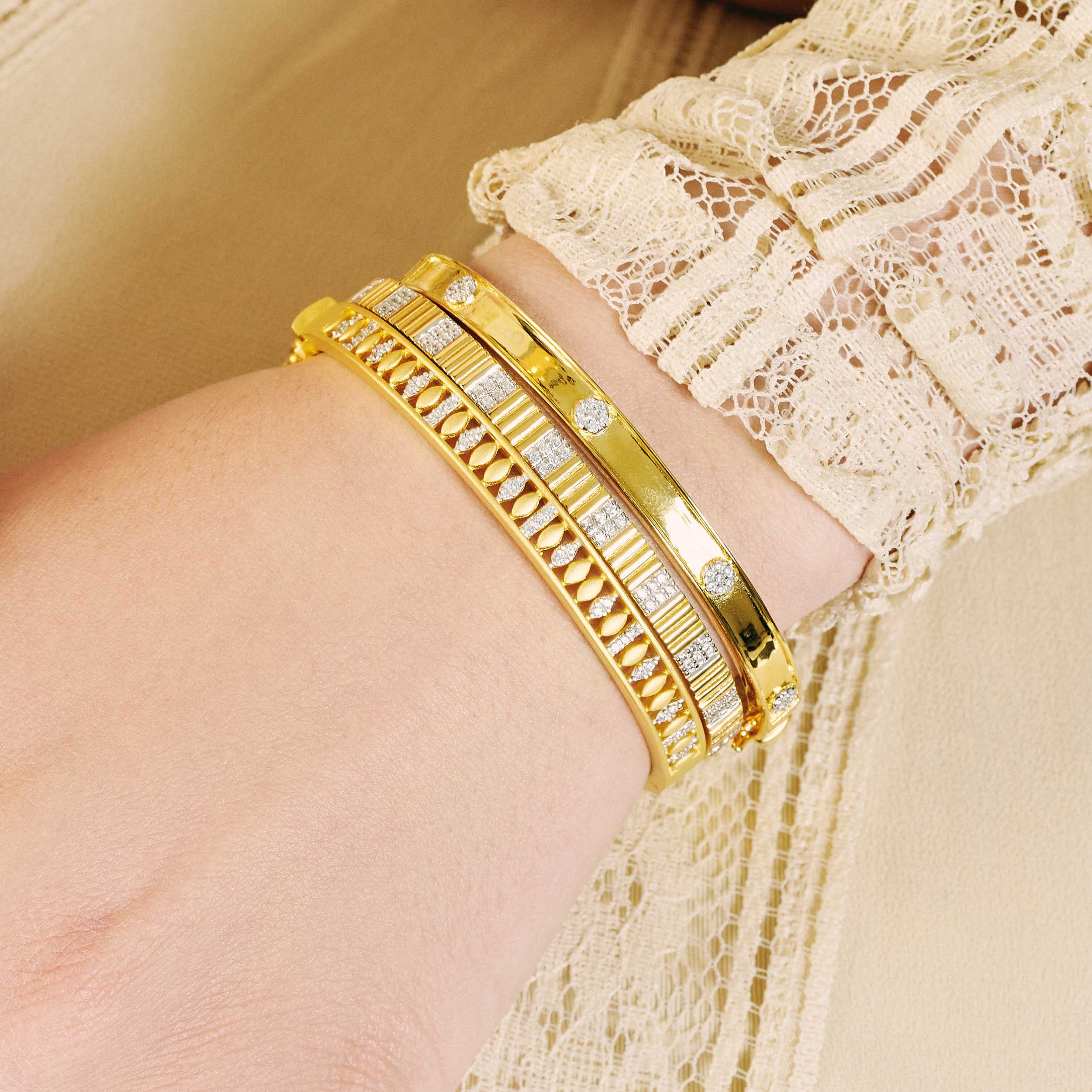 Pavé Hinge Bangle Bracelet - Elegant Cubic Zirconia Jewelry for Women, Perfect for Parties, Weddings & Special Occasions