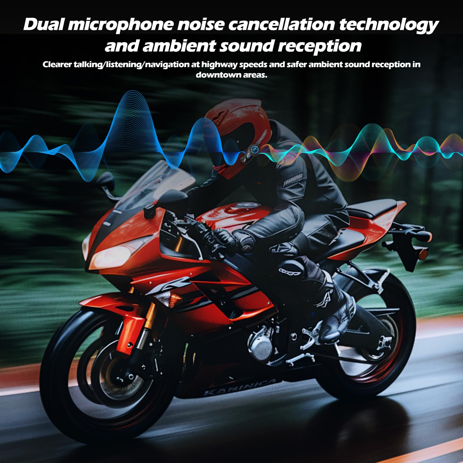 T2Plus Motorcycle Bluetooth Headset - Dual Chip MESH Intercom System for 10-Way Group Communication | Helmet-Mounted Bluetooth Headset with Double Coil Subwoofer Speakers (Black) | Perfect for Group Rides, Touring & Highway Communication