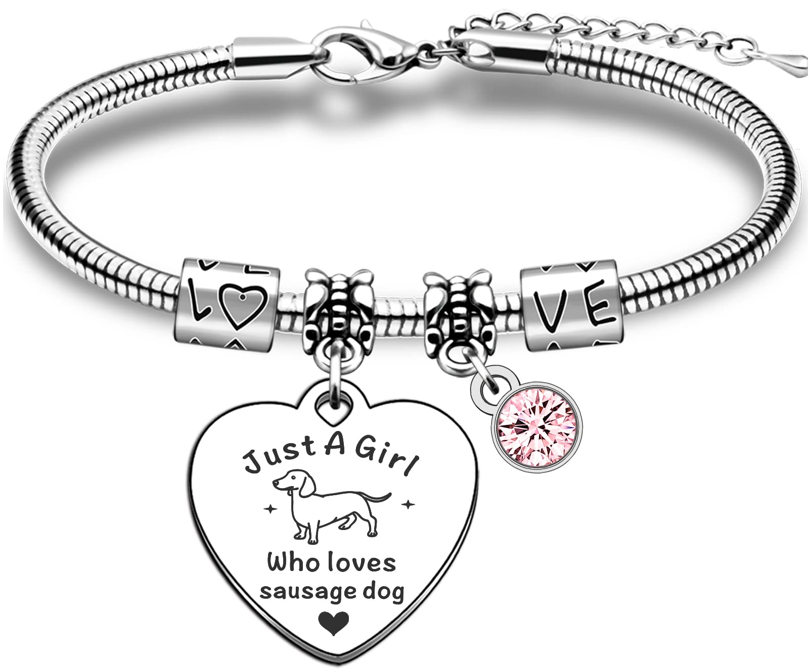 TTOVEN Dachshund Bracelet for Women - Sterling Silver Dog Lover Jewelry Gift for Her - Perfect for Birthday, Anniversary & Dog Mom Appreciation