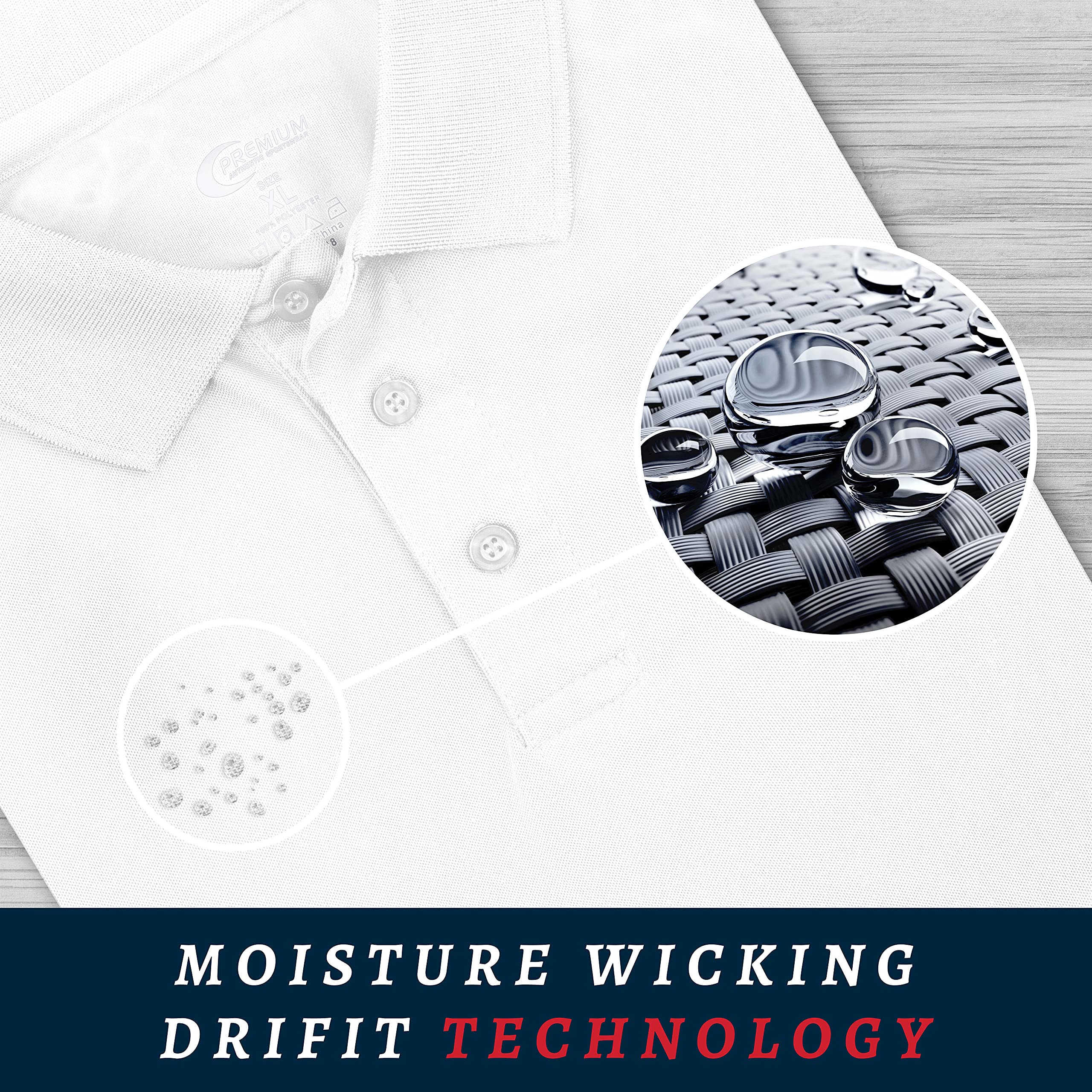 Premium Moisture-Wicking Men's Polo Shirts - Breathable & Quick-Dry Performance Tees for Golf, Work & Casual Wear