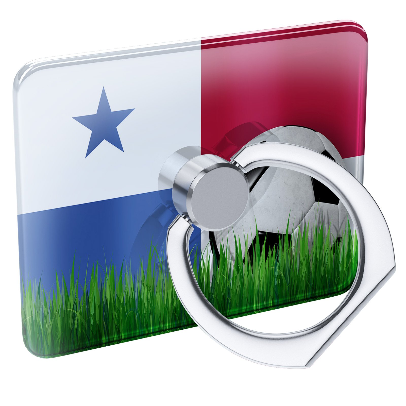 Cell Phone Ring Holder with Collapsible Grip & Stand, Soccer Team Flag Design, Panama Style, Neonblond - Perfect for Sports Fans, Travel, and Hands-Free Viewing