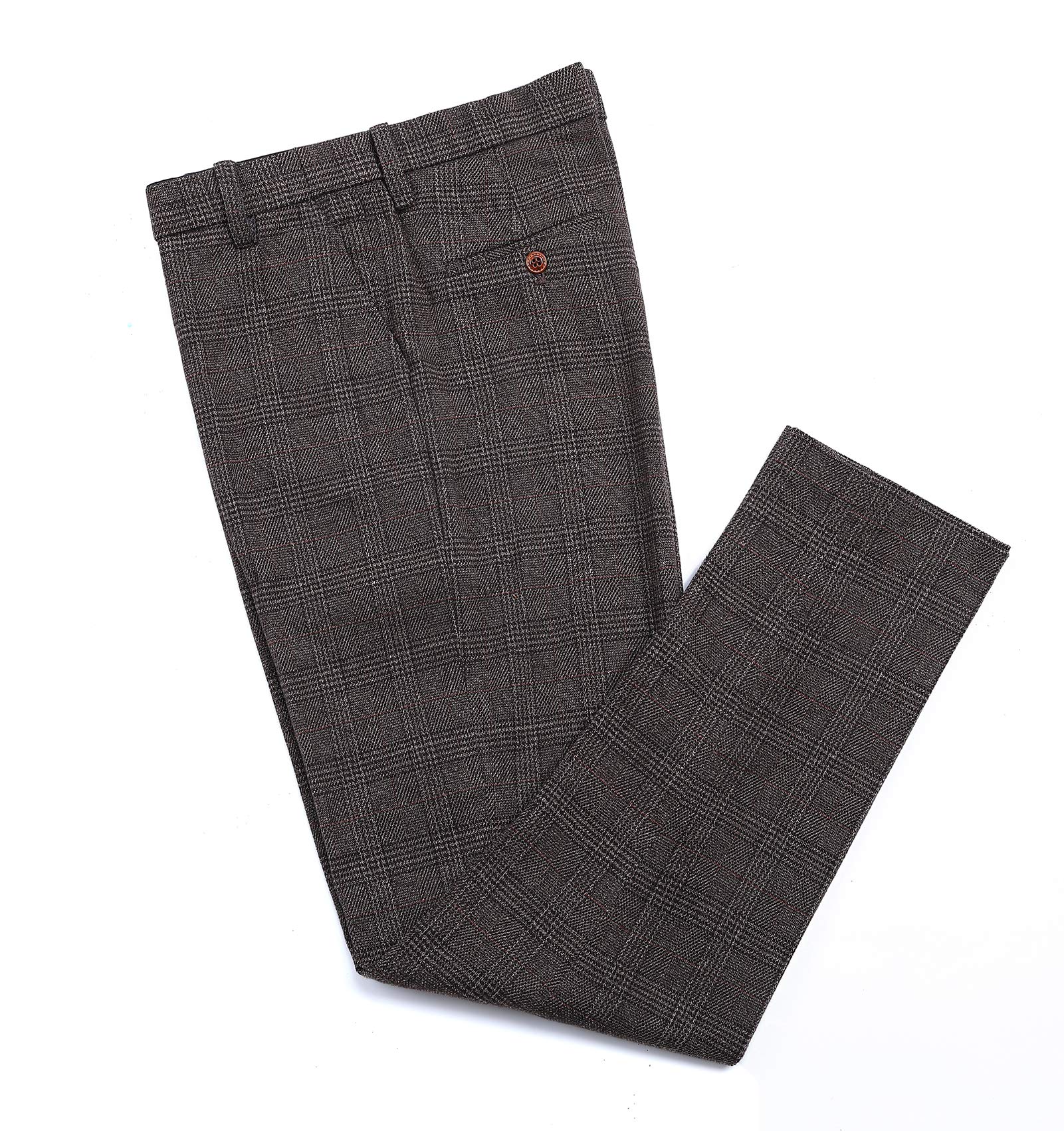 Men's Slim Fit 3-Piece Plaid Wool Suit Set - Blazer, Vest & Pants for Wedding, Groomsmen & Formal Occasions | Perfect for Business Meetings, Prom & Special Events