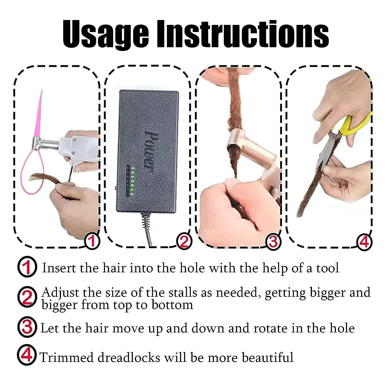 Electric Instant Portable Hair Braiding Machine for DIY Hair Extensions & Dreadlocks - 6mm Safe & Easy Loc Maker Tool for Home Salon & Professional Styling (Perfect for Natural Hair, Box Braids & Protective Styles)