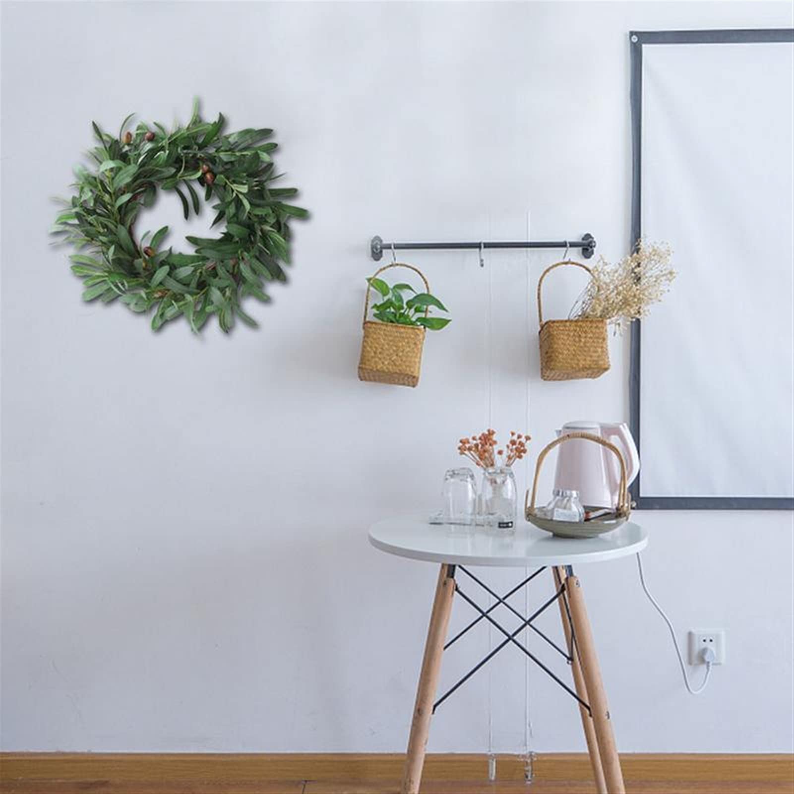 45CM Artificial Olive Leaf Wreath - Fall Wall Hanging Decor for Door, Window, Wedding & Christmas | Peace Garland Home Ornament with Olive Branches - Perfect for Seasonal, Holiday and Home Decorating