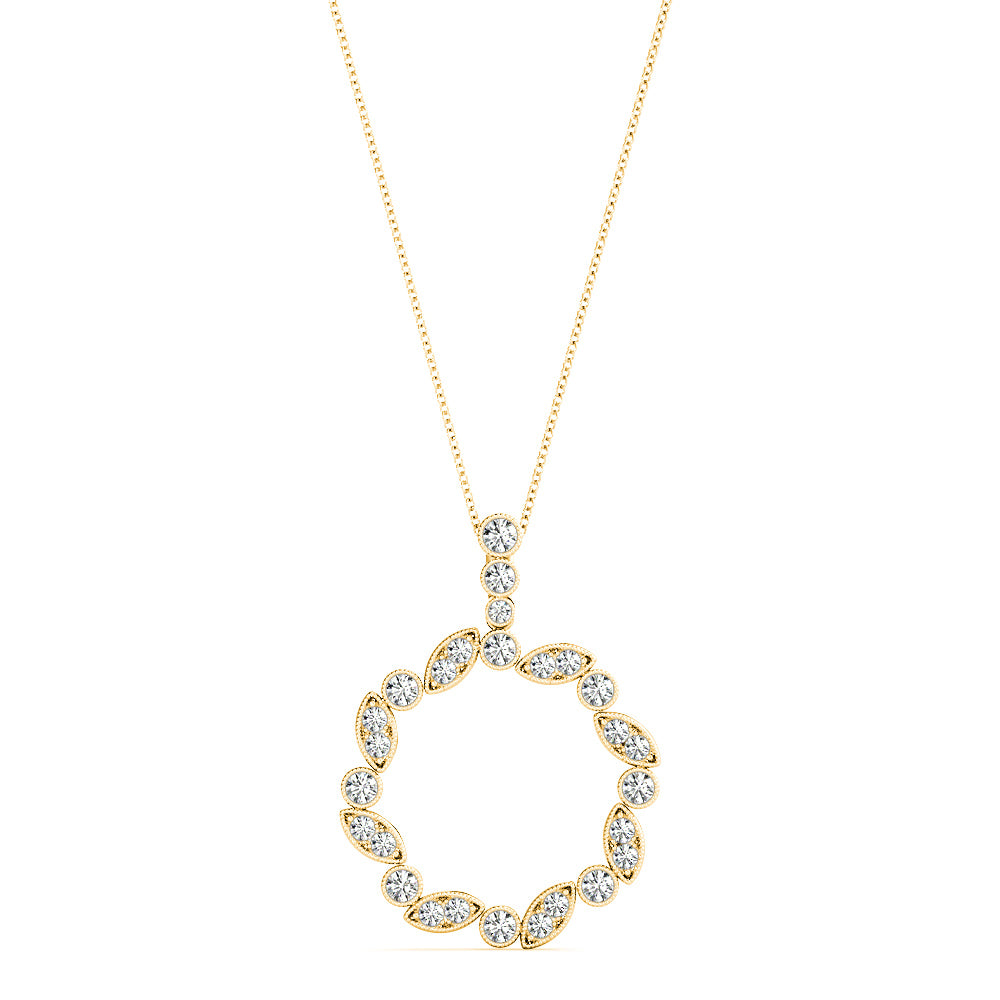 0.50 Carat Diamond Milgrain Circle Pendant Necklace - Elegant Jewelry for Women, Perfect for Weddings, Anniversaries & Special Occasions
