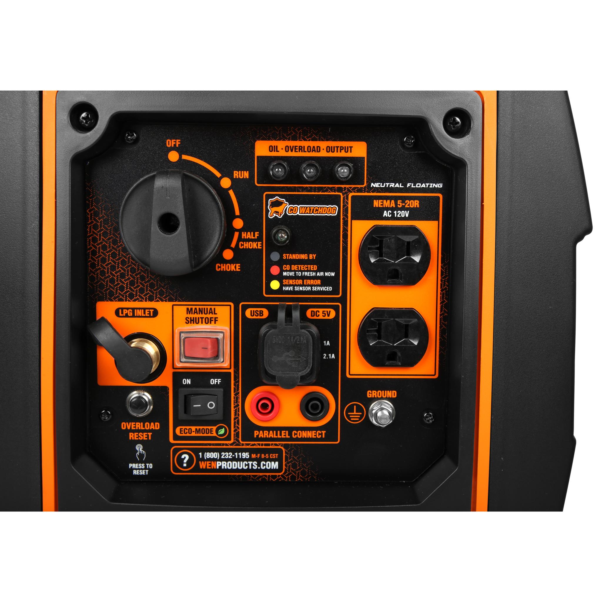 WEN DF250iX 2500W Super Quiet Portable Dual Fuel Inverter Generator with CO Sensor & Fuel Shut Off - Perfect for Camping, RV Trips & Emergency Power Backup