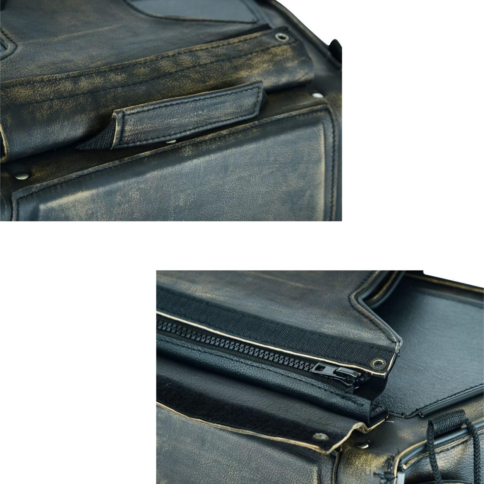 Genuine Leather Motorcycle Saddle Bags for Harley Softails, Sportsters & Choppers - Distressed Brown 13