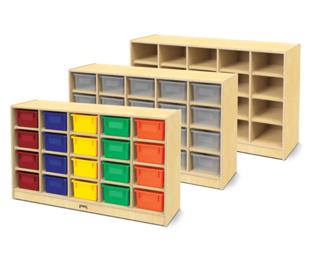 Jonti Craft 20 Cubbie Tray Mobile Storage Unit - Clear or Multicolored Options | Classroom Organization, Toy Storage & Kids Room Decor