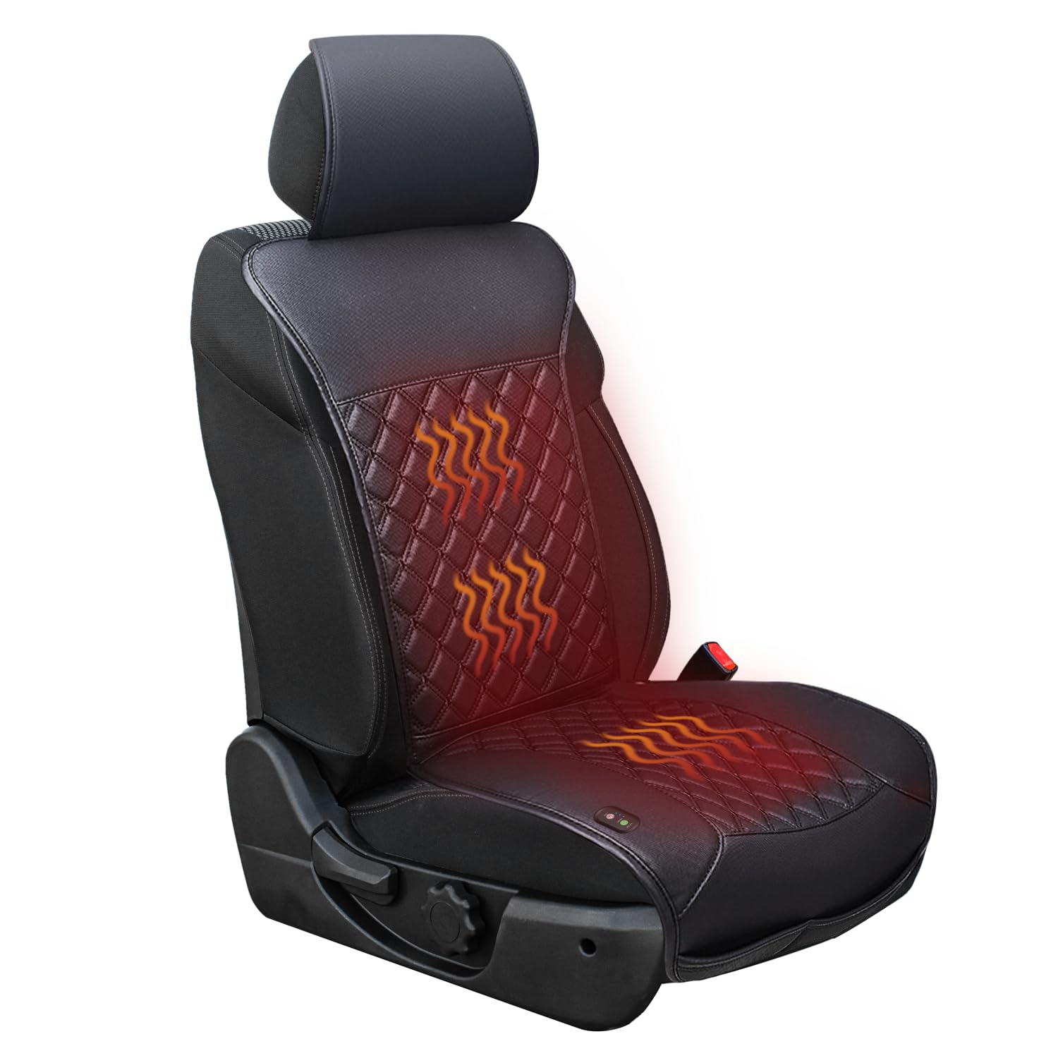 LUSRAIT Seat Cushion - Warm & Comfortable Car Seat Cover with Full Back Support, Universal Winter Car Seat Pad for Driver Side (Light Black) - Perfect for Long Commutes & Cold Weather Driving