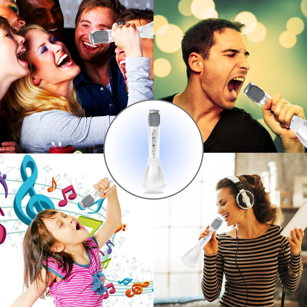 Wireless Bluetooth Karaoke Microphone with Built-in Speaker - Portable Singing Machine for Parties, Travel & Home Entertainment (Compatible with iOS/Android)