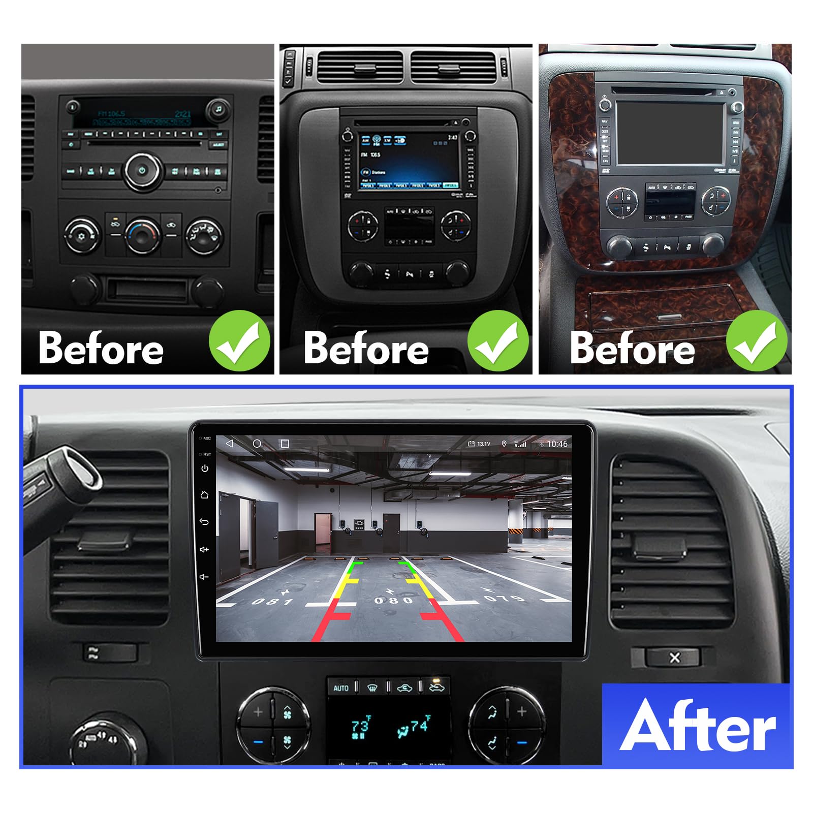 2+32GB Aumume 10.1 Inch Android 10 Double Din Car Stereo with IPS Touchscreen - Apple CarPlay & Android Auto Support, Backup Camera, GPS Navigation, FM Bluetooth - Compatible with Chevrolet/GMC/Buick - Perfect for Road Trips & Daily Commuting