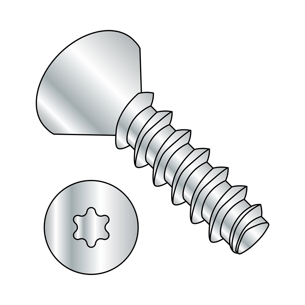 Small Parts 0410LTF Zinc Plated Steel Thread Rolling Screw for Plastic, 82° Flat Head, Star Drive, #4-20 Thread, 5/8