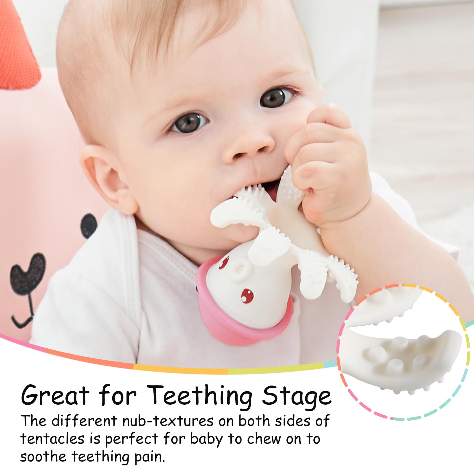 Best Baby Teething Toys for 3+ Months - Mombella Octopus Teether for Infants | Safe Food-Grade Silicone, BPA-Free | Soothing Chewing & Sucking Relief | Perfect Baby Shower Gift for Girls & Boys | Ideal for Home, Travel & Daycare Use