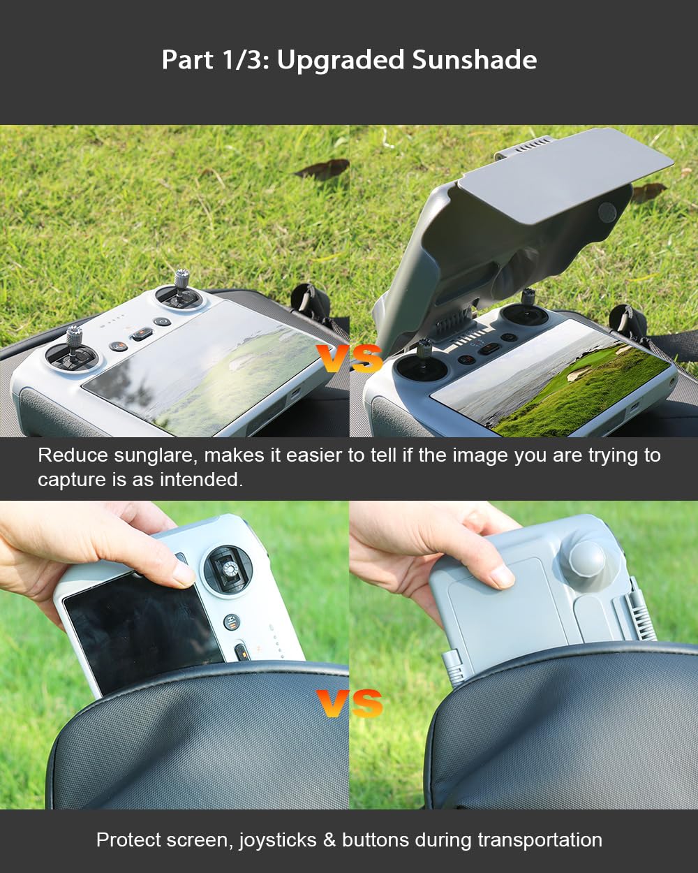 **DJI Mini 3 & Mini 3 Pro RC Controller Accessories Bundle – Sun Hood, Screen Protector & Lanyard – Perfect for Outdoor Drone Flying & Travel**