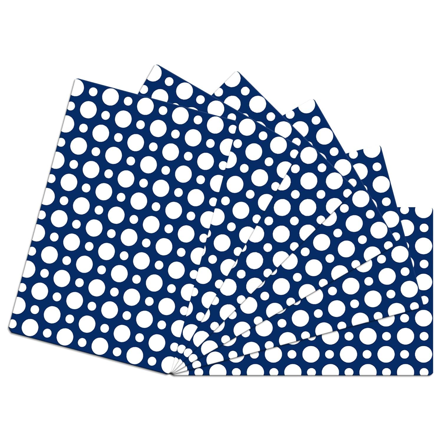 Kuber Industries Waterproof Table Mat Set of 6 | Non-Slip Dot Print Heat-Resistant Placemats | Washable Kitchen Counter & Dining Table Mats for Home, Office, Restaurant (Blue) | Perfect for Daily Meals, Parties & Decor