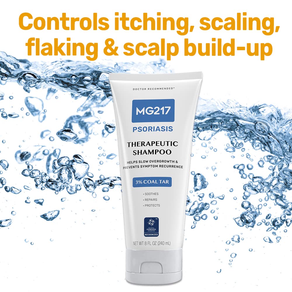 MG217 Psoriasis Shampoo with 3% Coal Tar - Therapeutic Scalp Treatment for Itching, Scaling & Flaking - Controls Scale Buildup - Psoriasis Relief Shampoo & Conditioner (8 fl oz, Pack of 2) - Ideal for Daily Scalp Care & Symptom Management