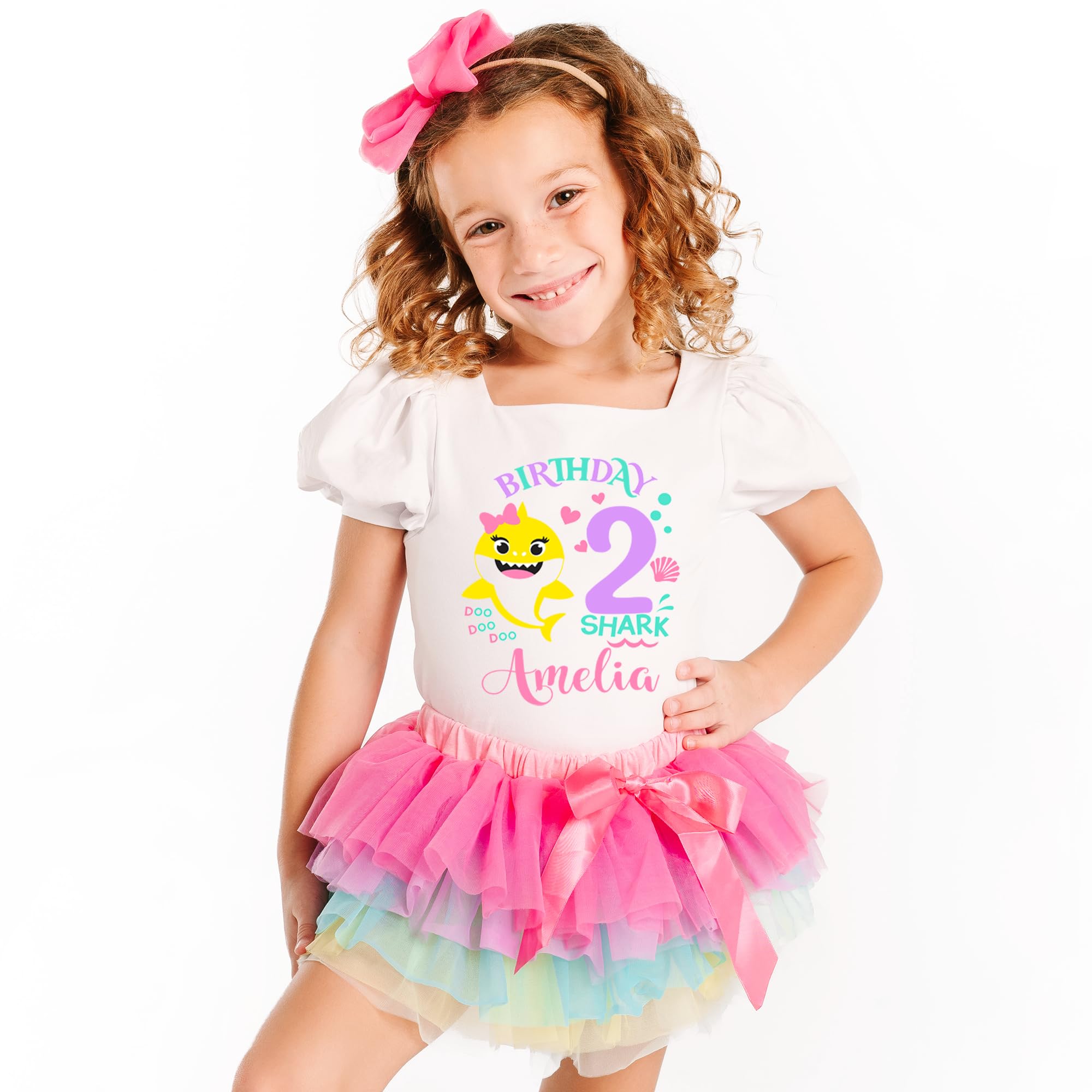 Shark Birthday Outfit for Girls - Colorful 1st & 2nd Birthday Tutu Dress with Onesie | Toddler Baby Birthday Party Dress | Perfect for First Birthday Photos, Shark-Themed Parties & Special Occasions
